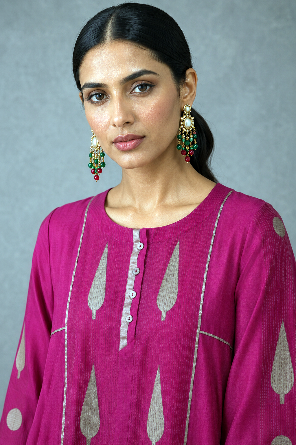 Kalidaar - Fuchsia Pink Kurta Set