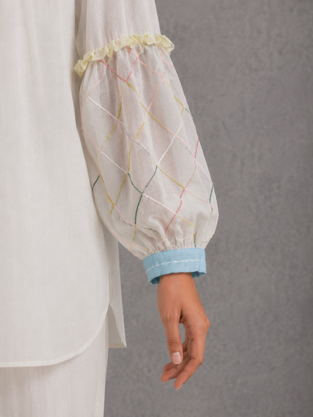 Whisper white Embroidered Shirt & Pants Set