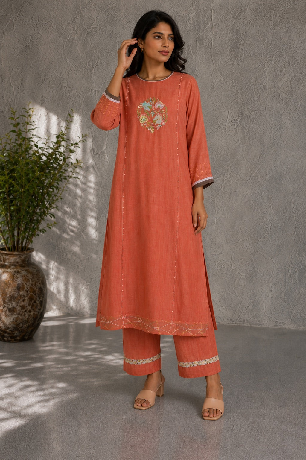 Spanish Orange Kurta Set