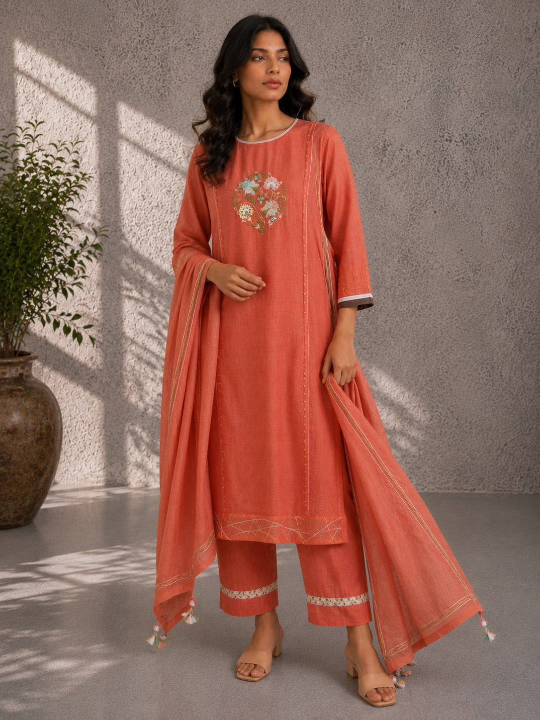 Spanish Orange Kurta Set