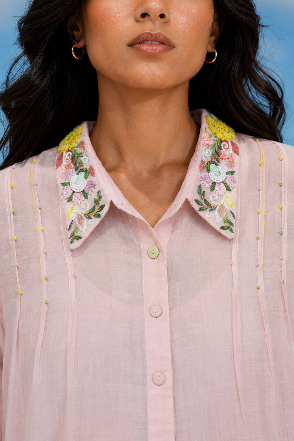 Pink Embroidered Shirt & Pants Set