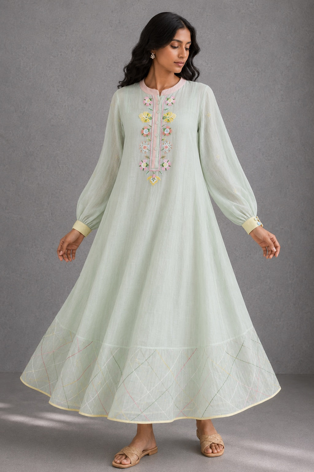 Pistachio Green Panelled Dress