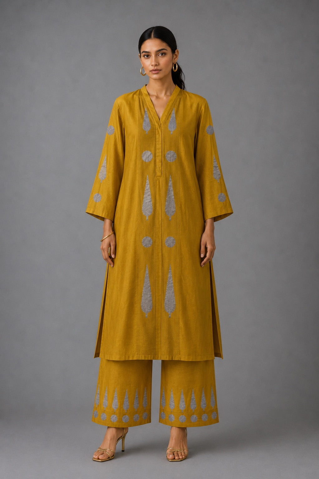 Placketed - Golden Yellow Kurta Set