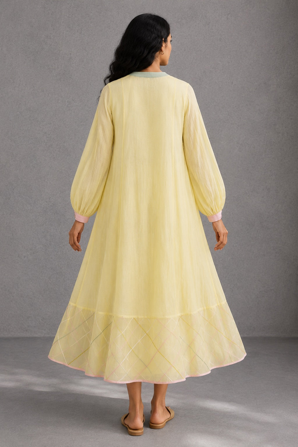 Butter Yellow Panelled Dress