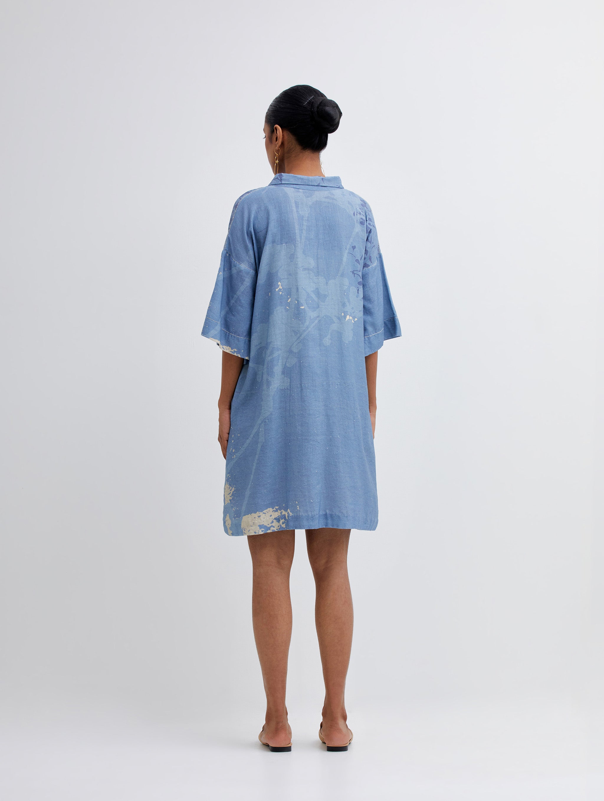 Foliage Blue Shirt Dress