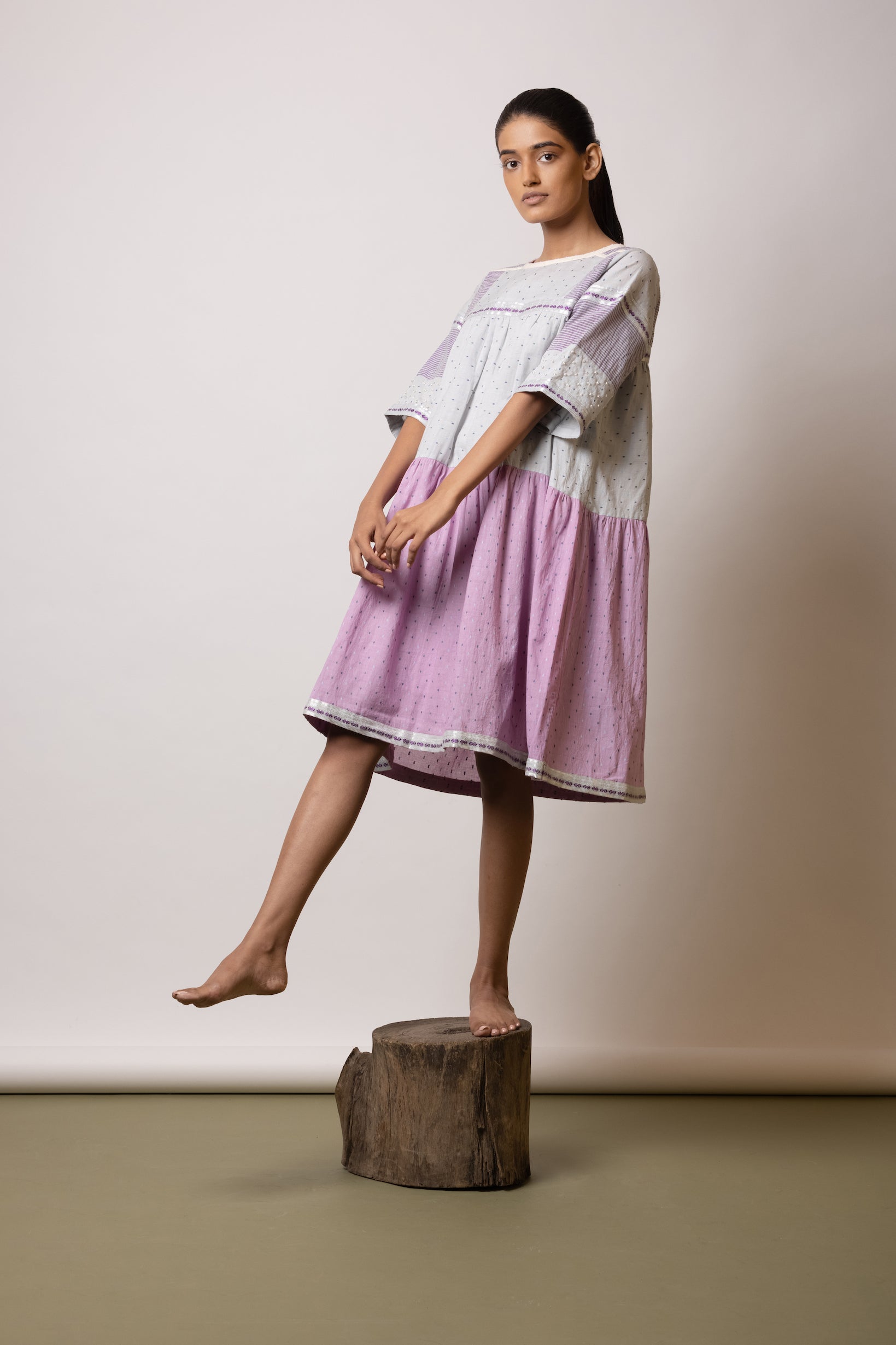 Blush Grey/Lavender Breeze Short Tier Dress