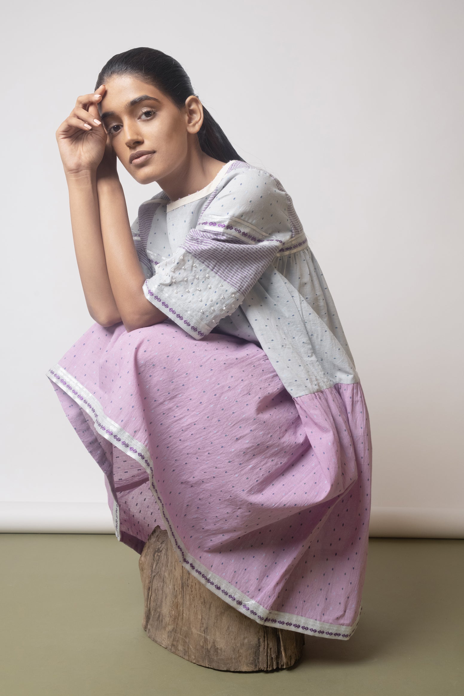 Blush Grey/Lavender Breeze Short Tier Dress