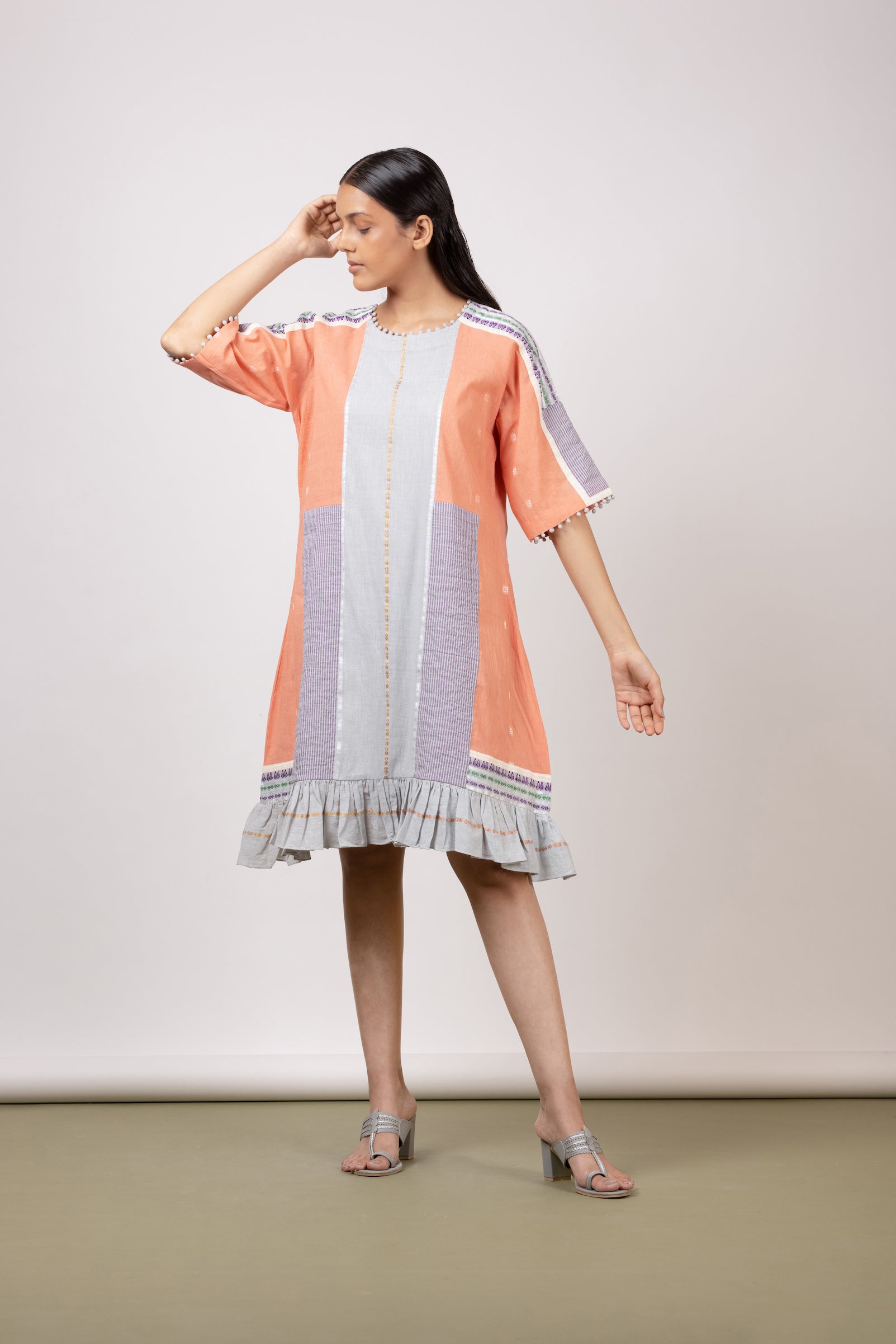 Peach/Blush Grey Short Dress - Mélange