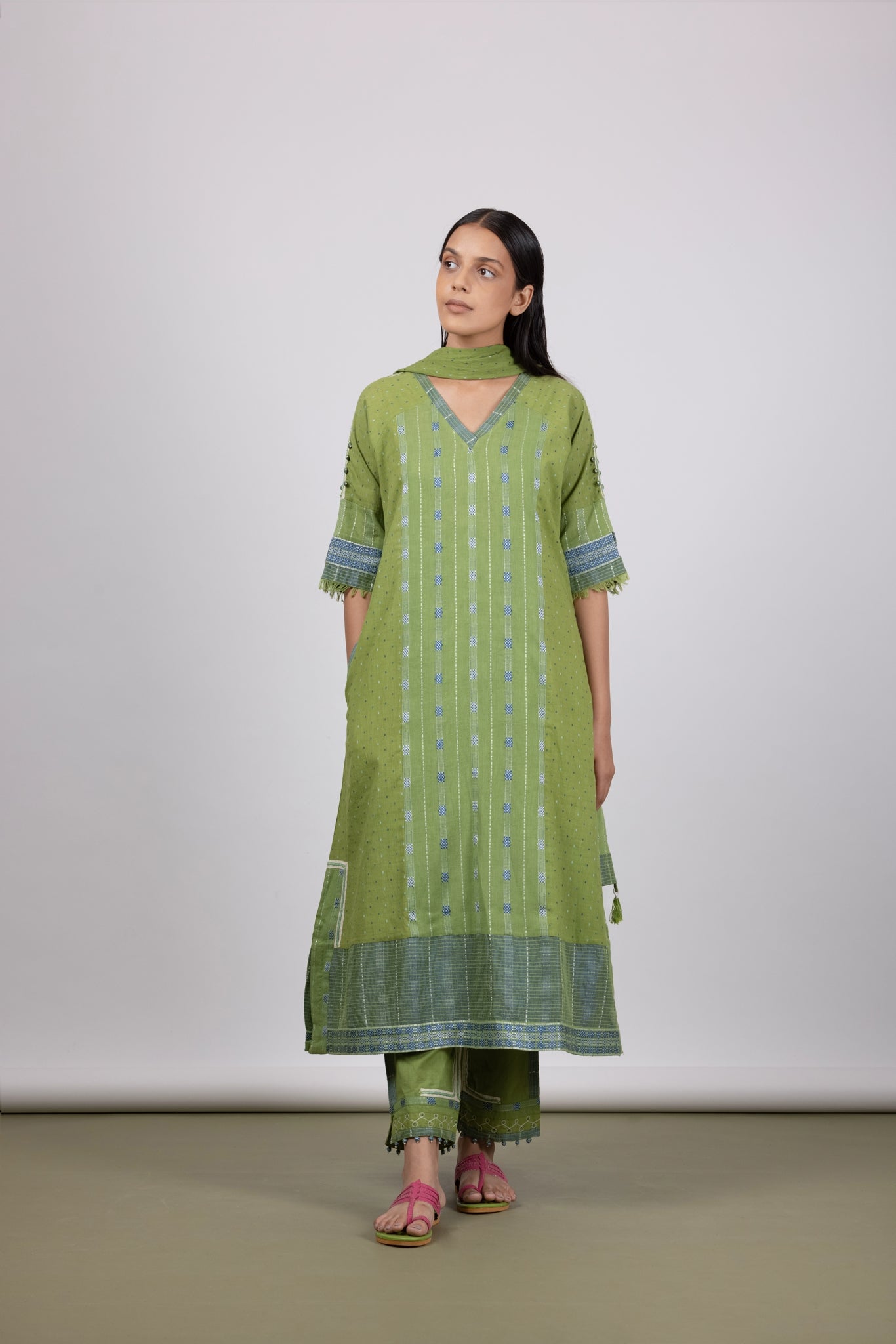 Leafy Green Kurta Set - Mélange