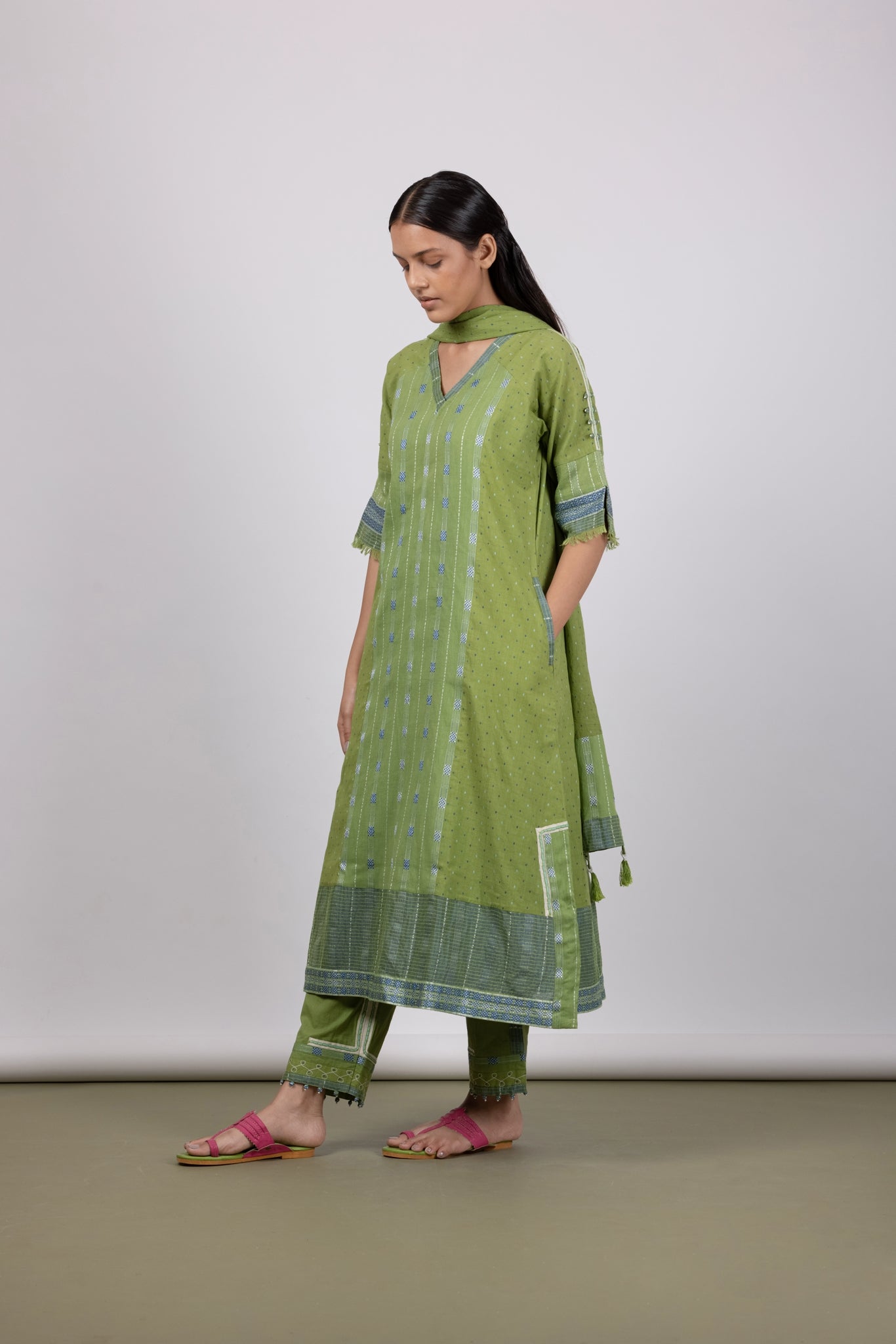 Leafy Green Kurta Set - Mélange