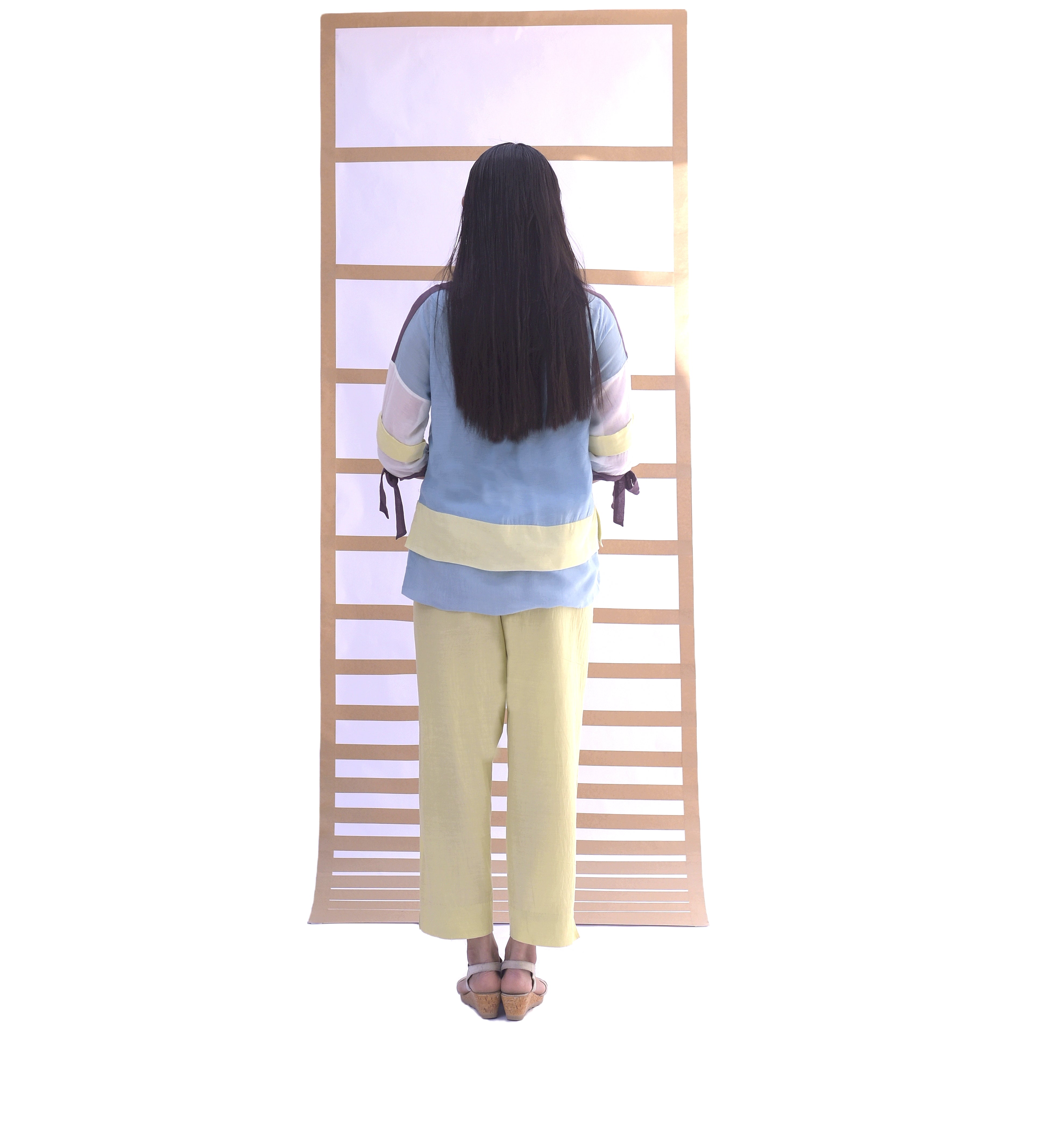 Flapped Short Top & Pants - SKY BLUE & LIME GREEN - Co-ord set