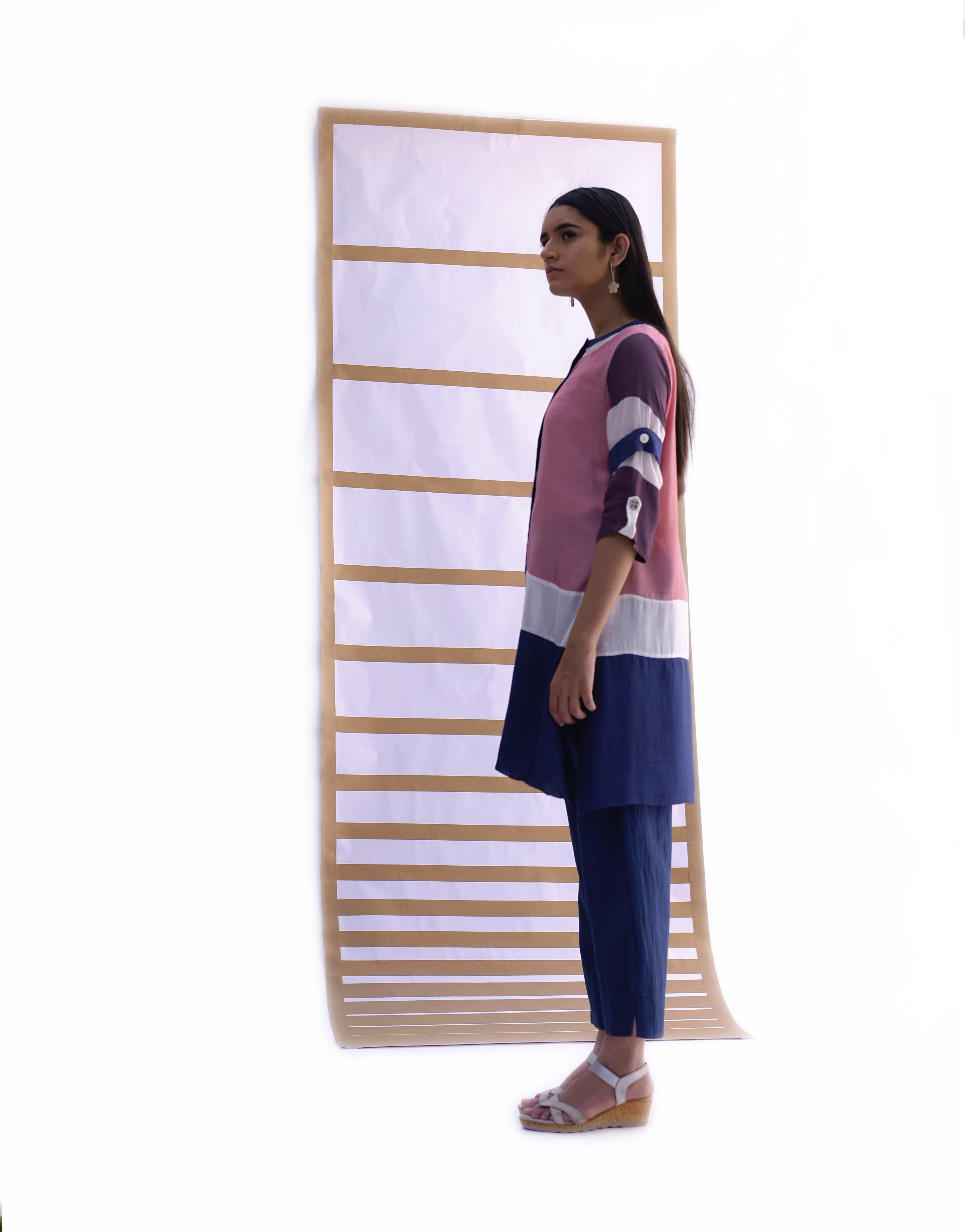 Shirt Tunic & Pants - Sunset Pink & Indigo Blue Co-ord Set