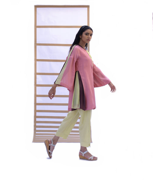 Fringed Tunic & Pants - Pink & Lime Green Co-ord set