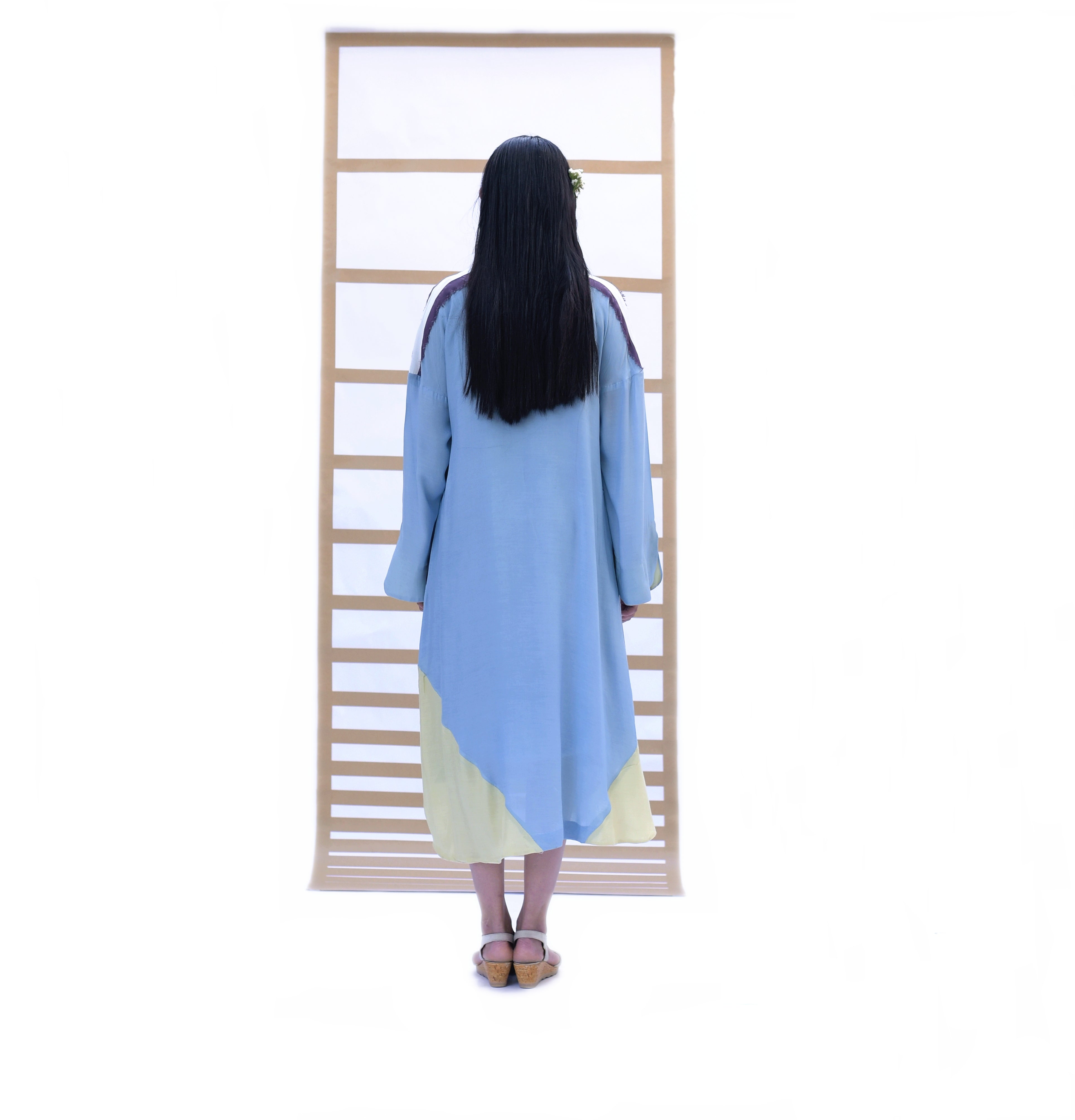 Fringed Long Dress - Sky Blue
