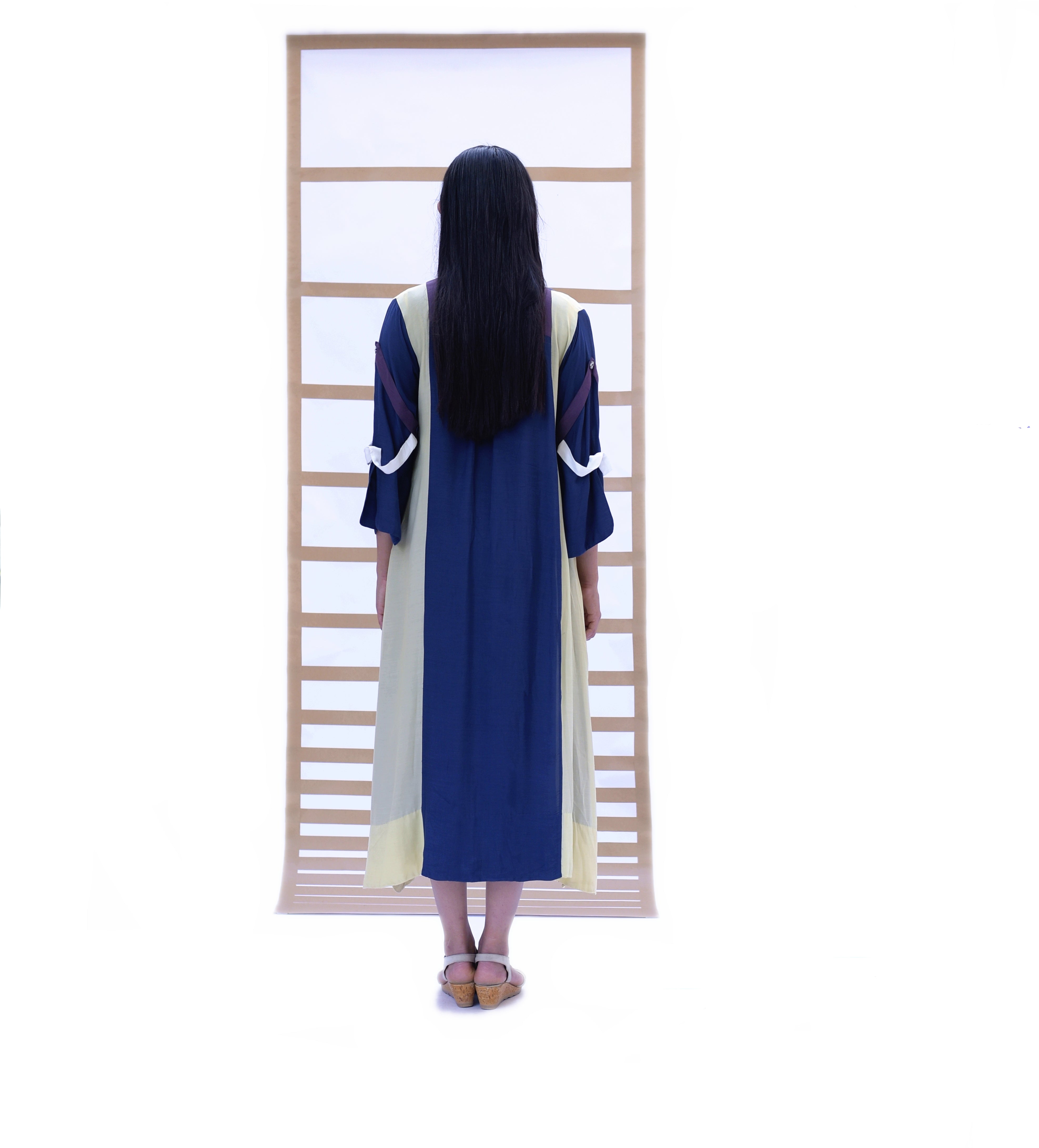 Long Shirt Dress - Indigo & Pistachio Green