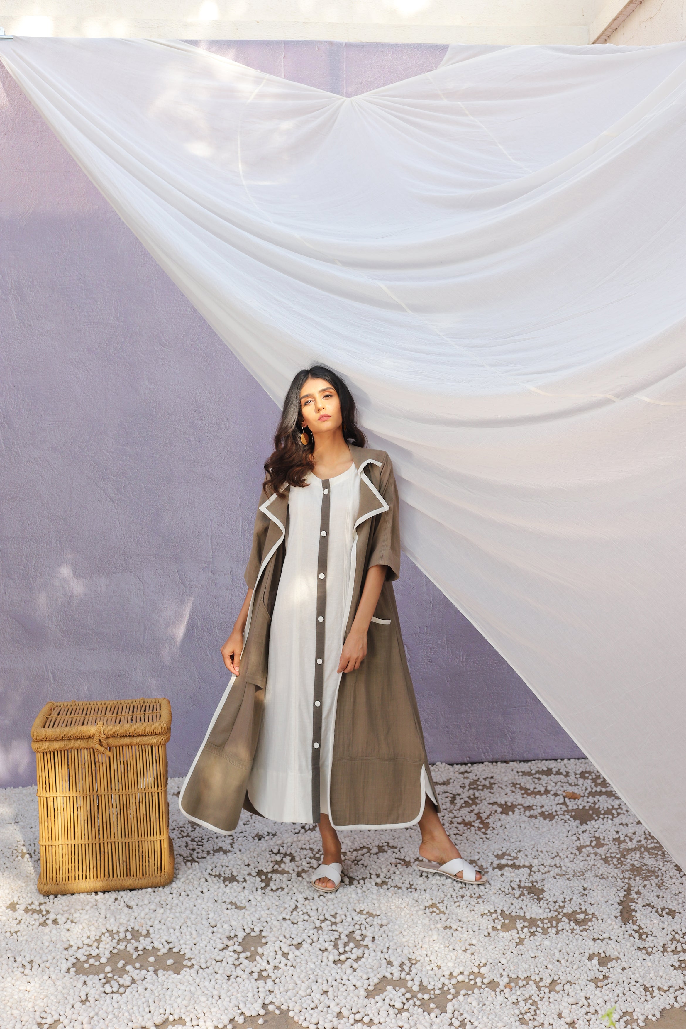 CORD - Long Jacket with rounded welted pocket