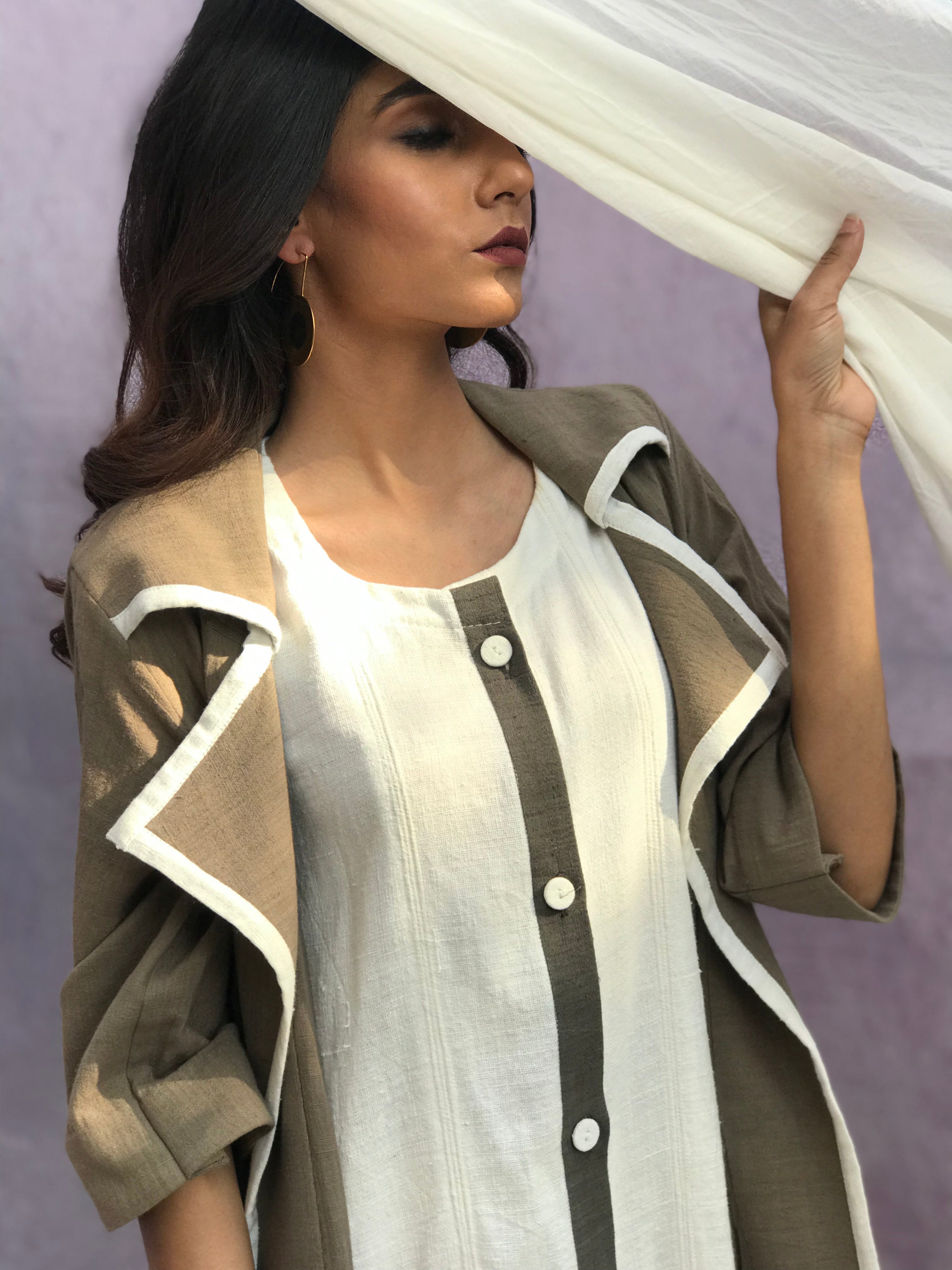 CORD - Long Jacket with rounded welted pocket