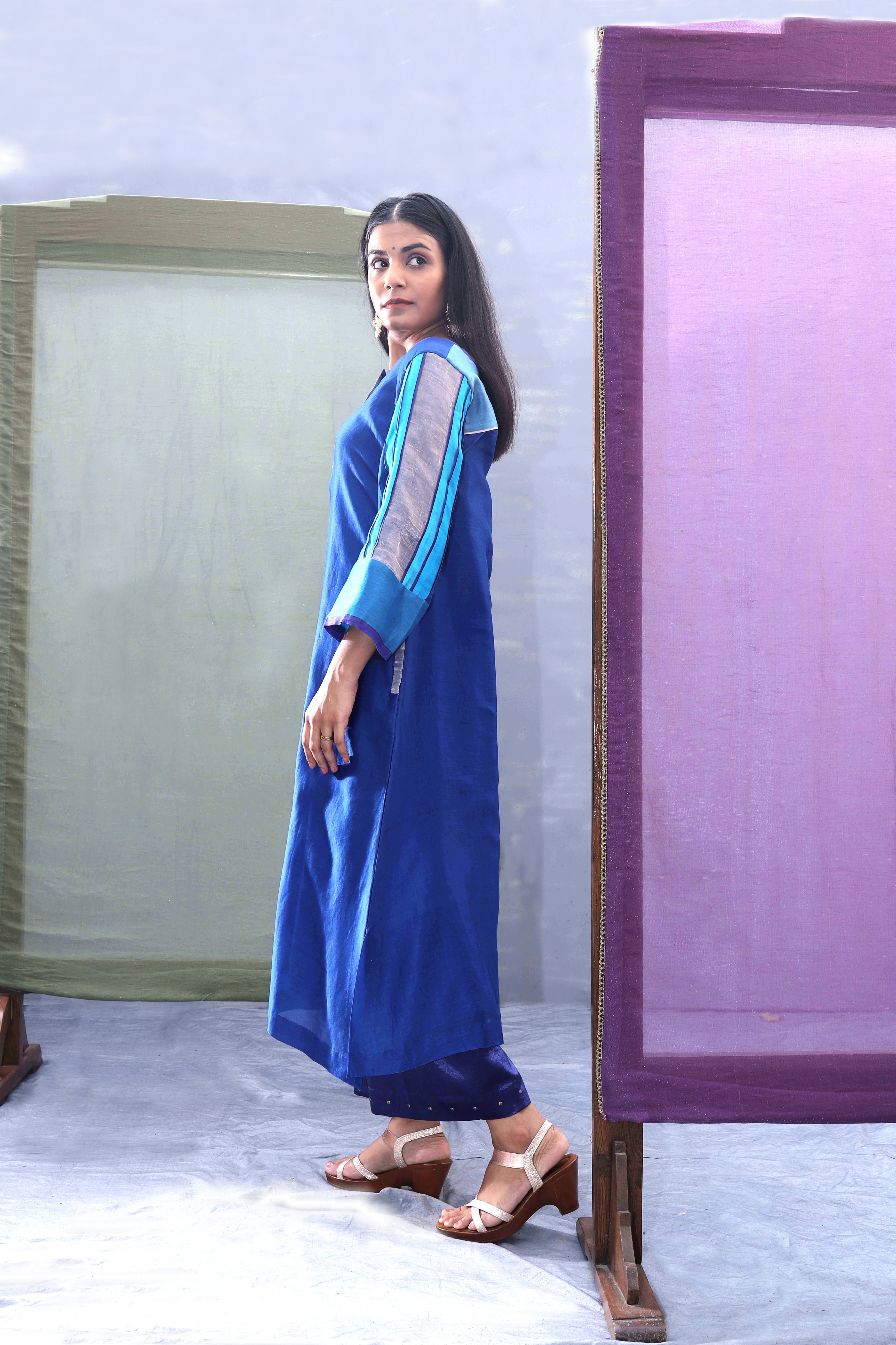 Topaz Blue Tvaksati Festive Kurta Set