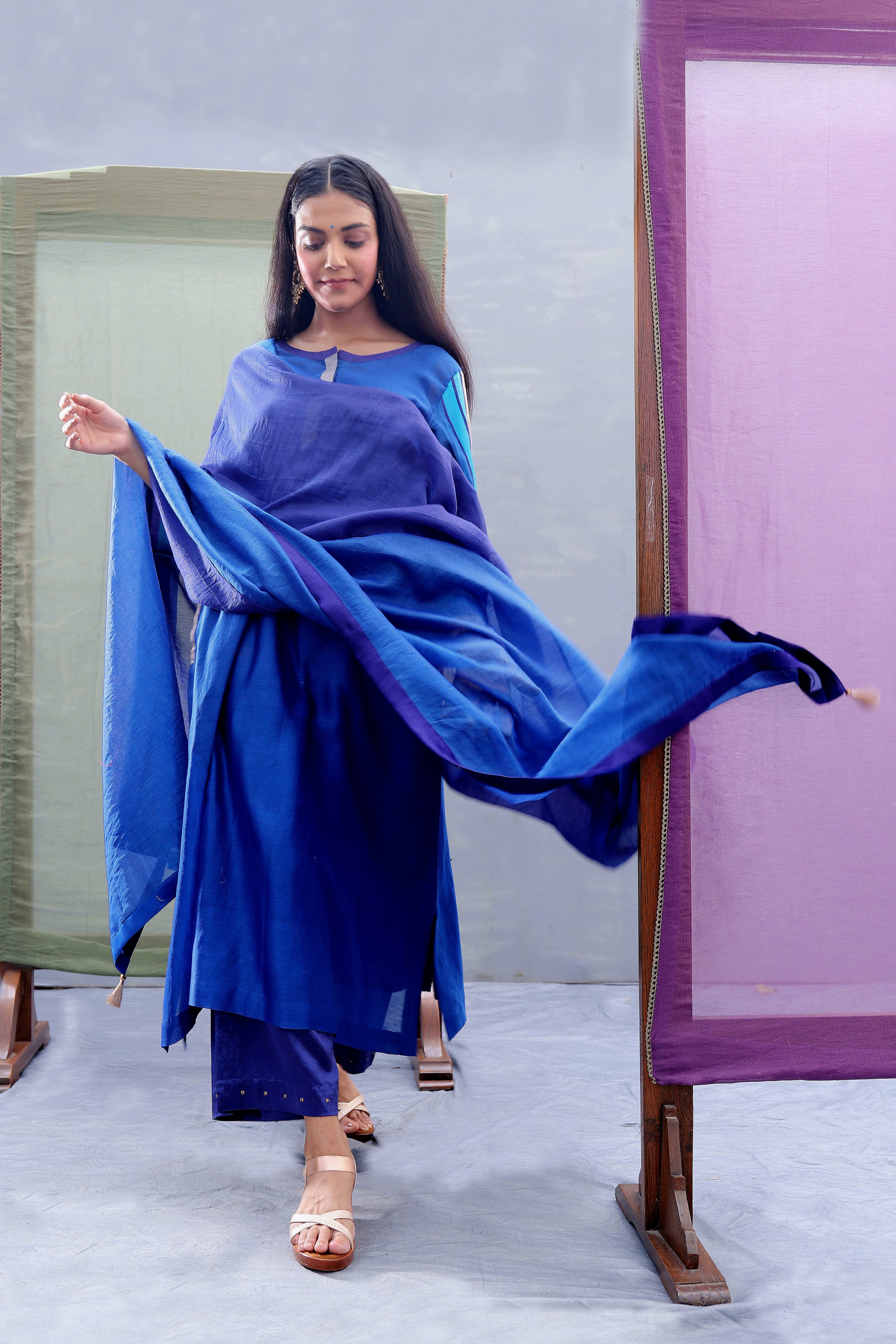Topaz Blue Tvaksati Festive Kurta Set