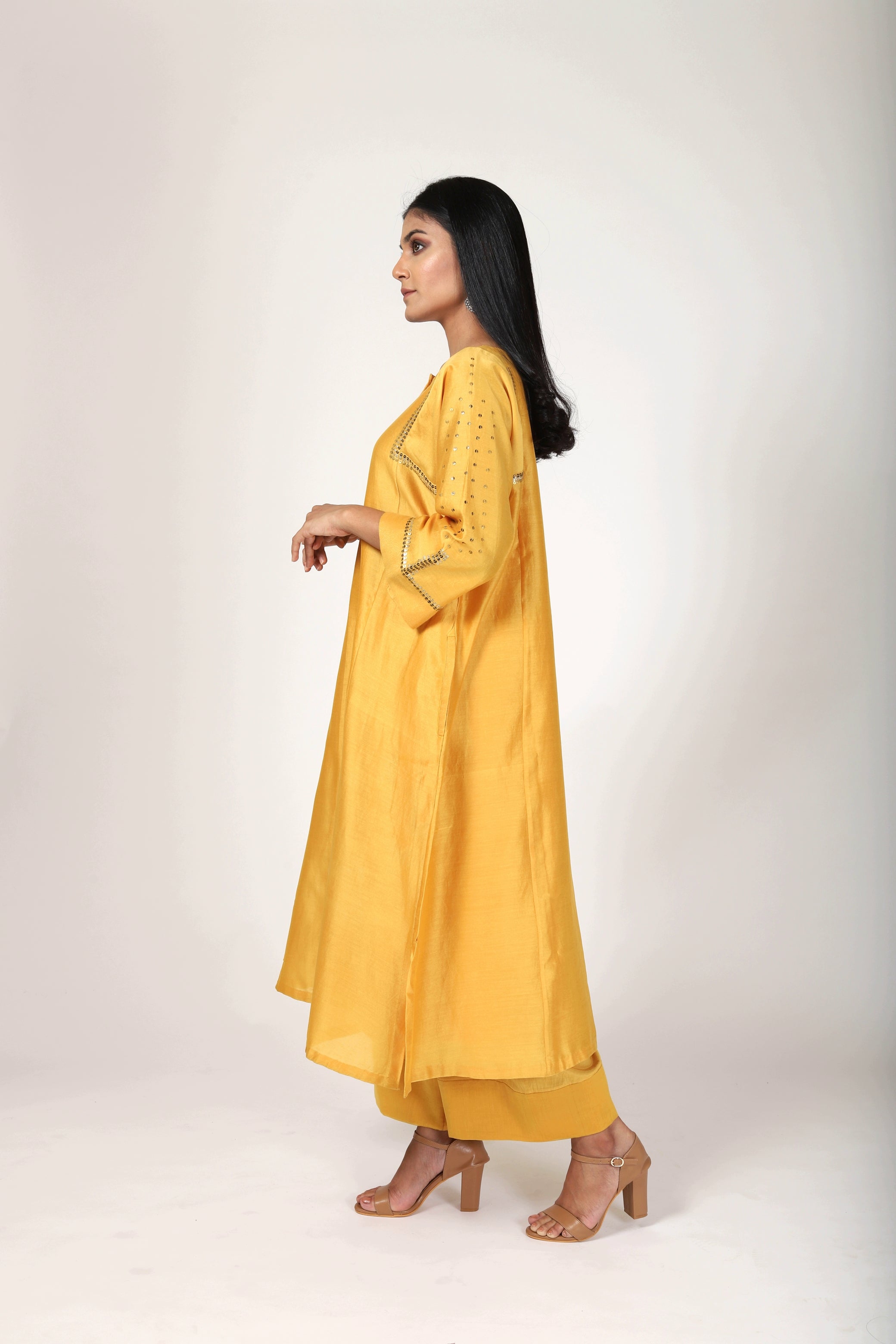 Embroidered Kurta with Cotton Zari Pants and Stole Set