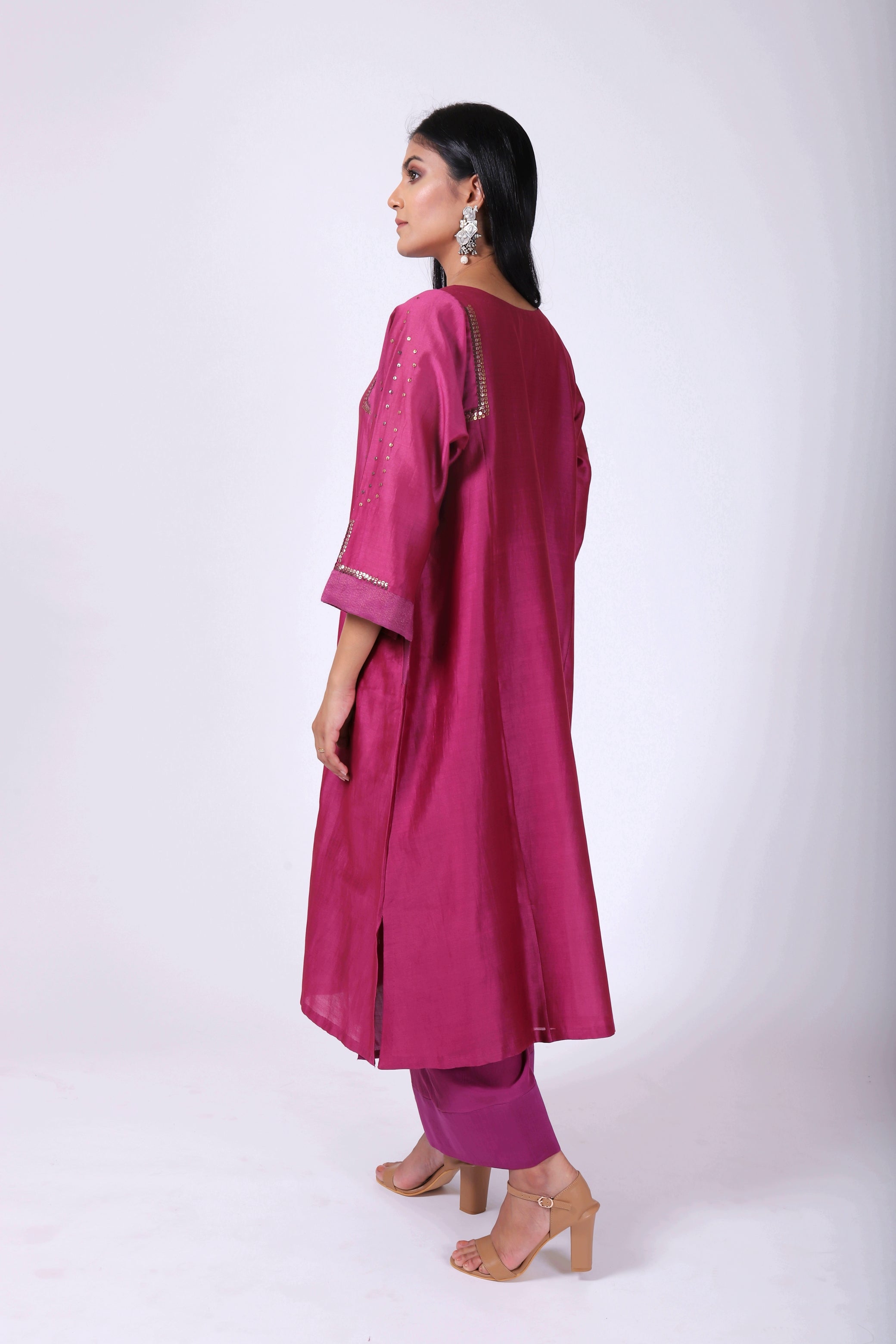 Mulberry Pink Tvaksati Panelled Kurta Set