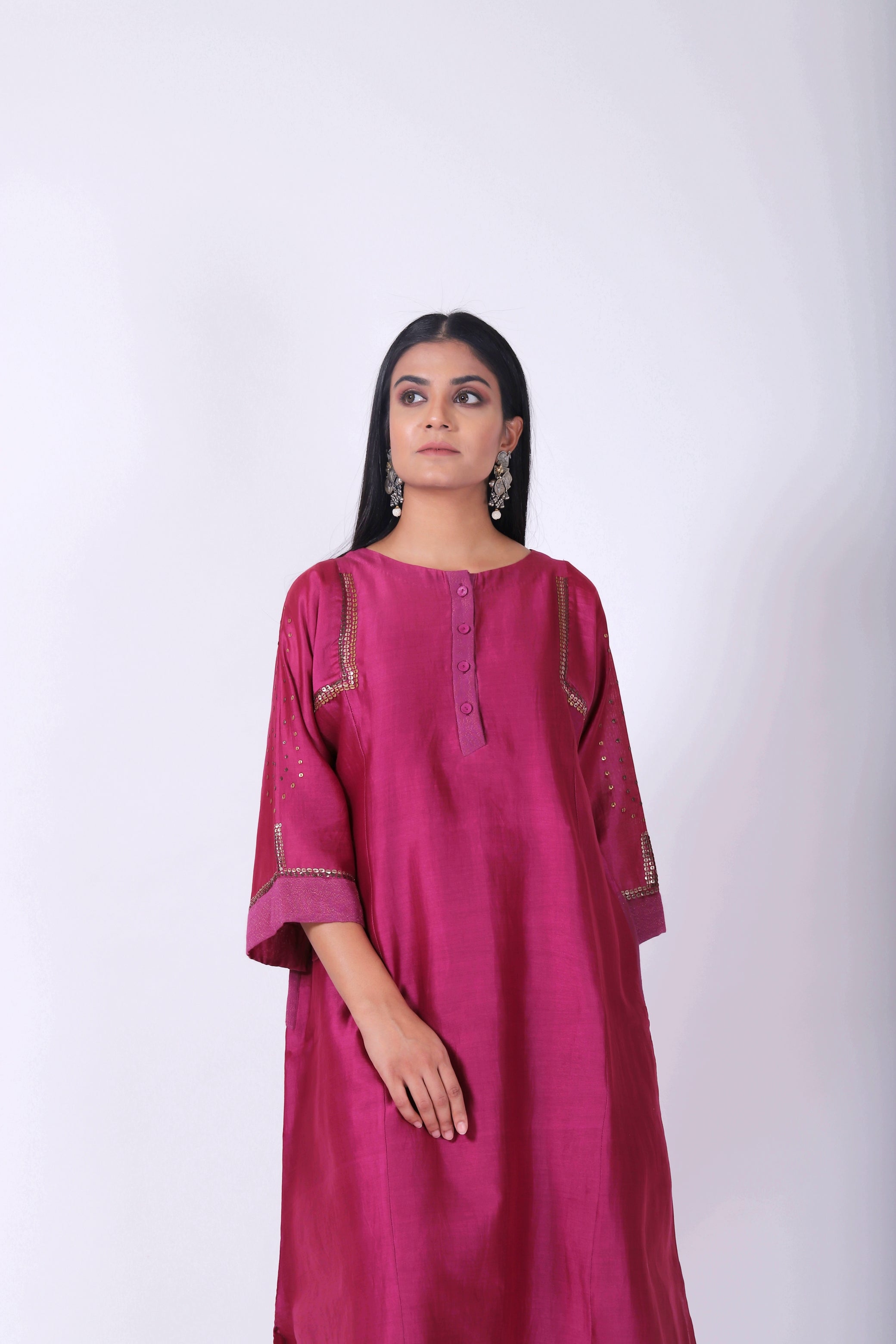 Mulberry Pink Tvaksati Panelled Kurta Set