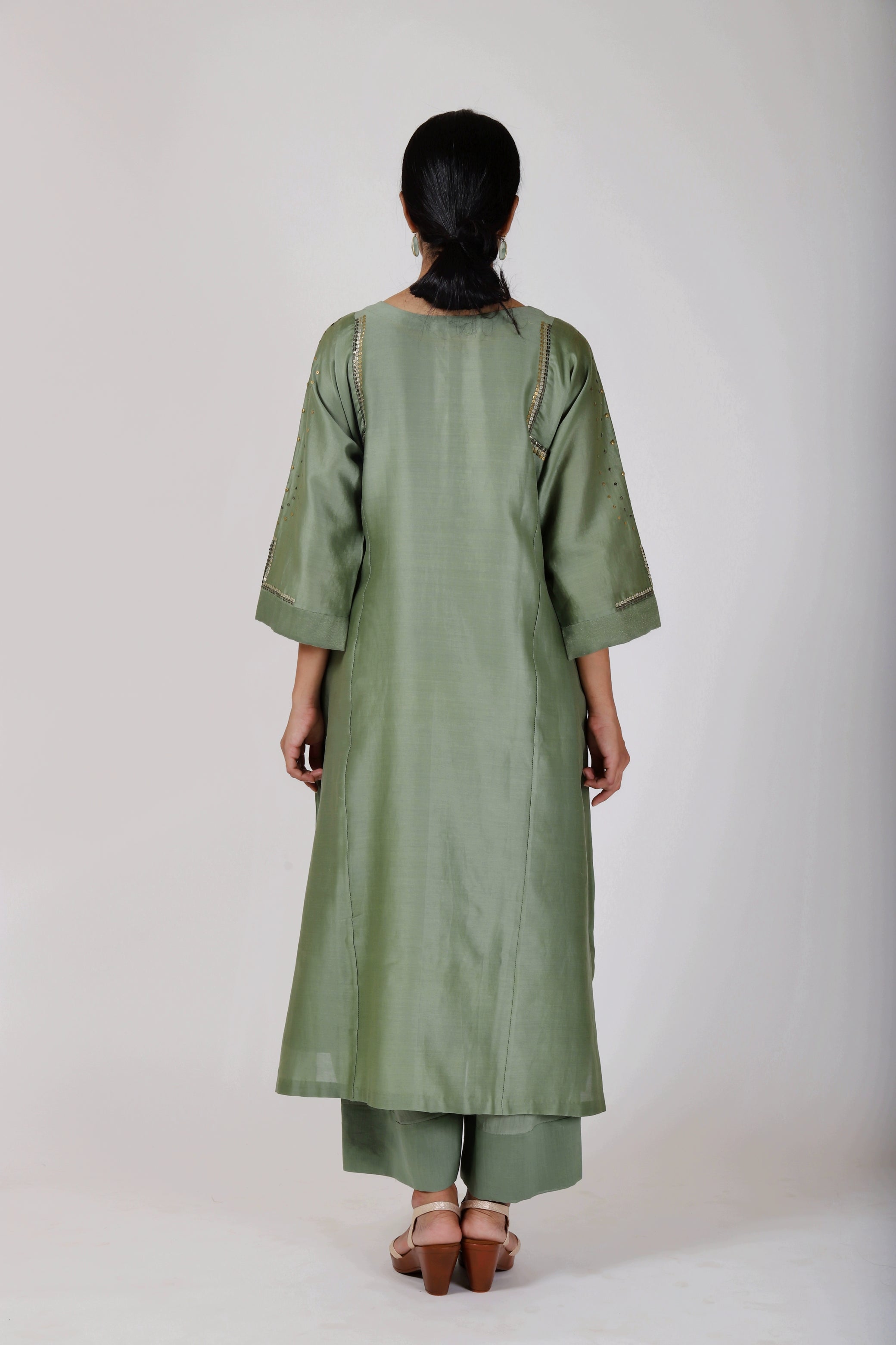 Fern Green Tvaksati Panelled Kurta Set