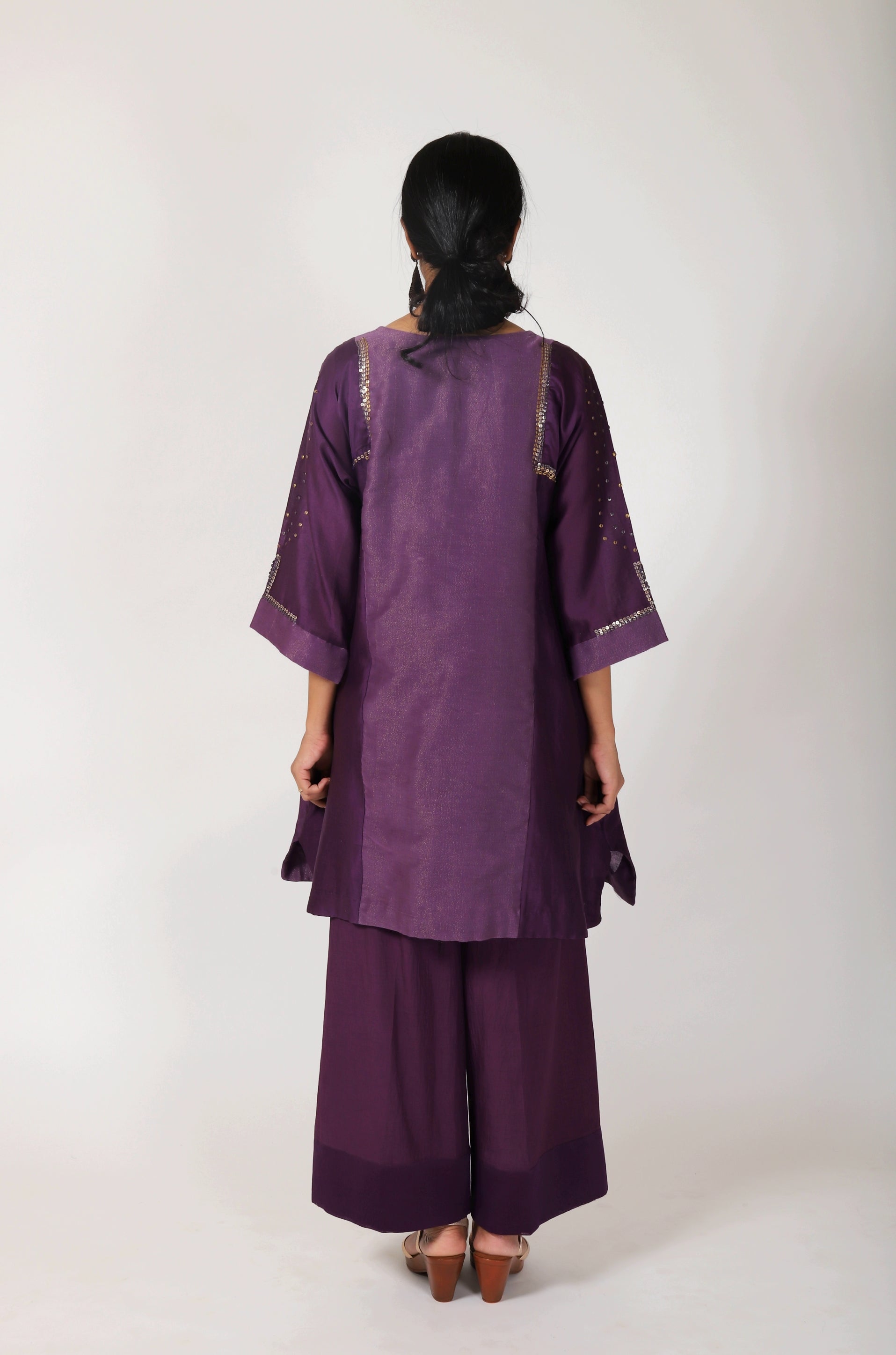 Byzantine Purple Tvaksati Panelled Tunic Set