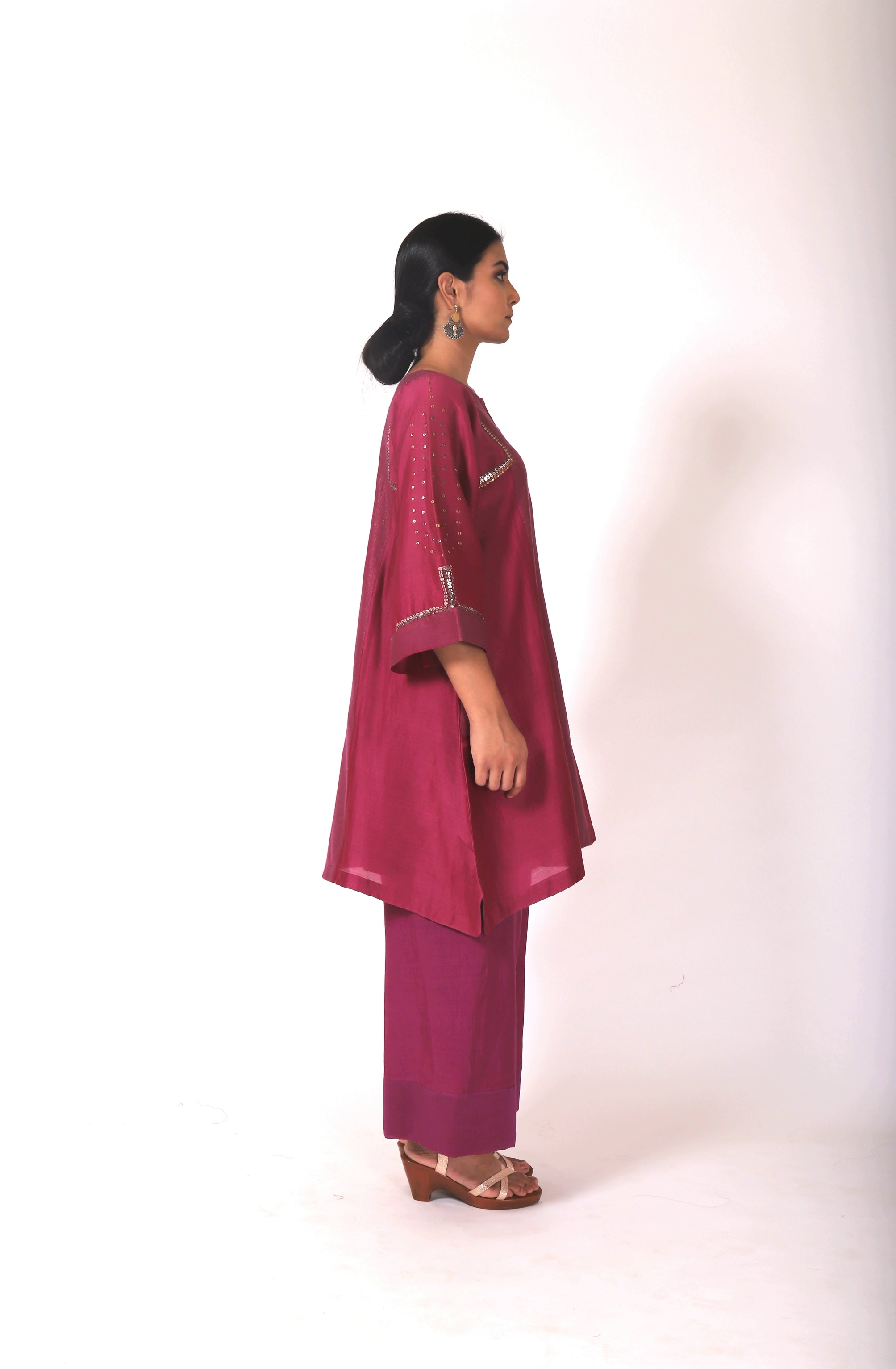 Mulberry Pink Tvaksati Panelled Tunic Set
