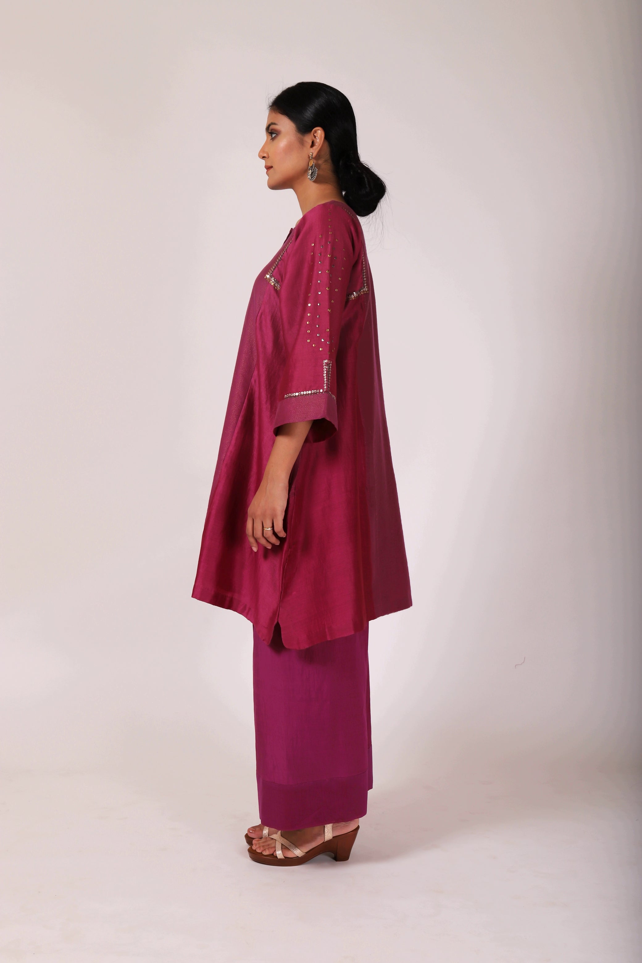 Mulberry Pink Tvaksati Panelled Tunic Set