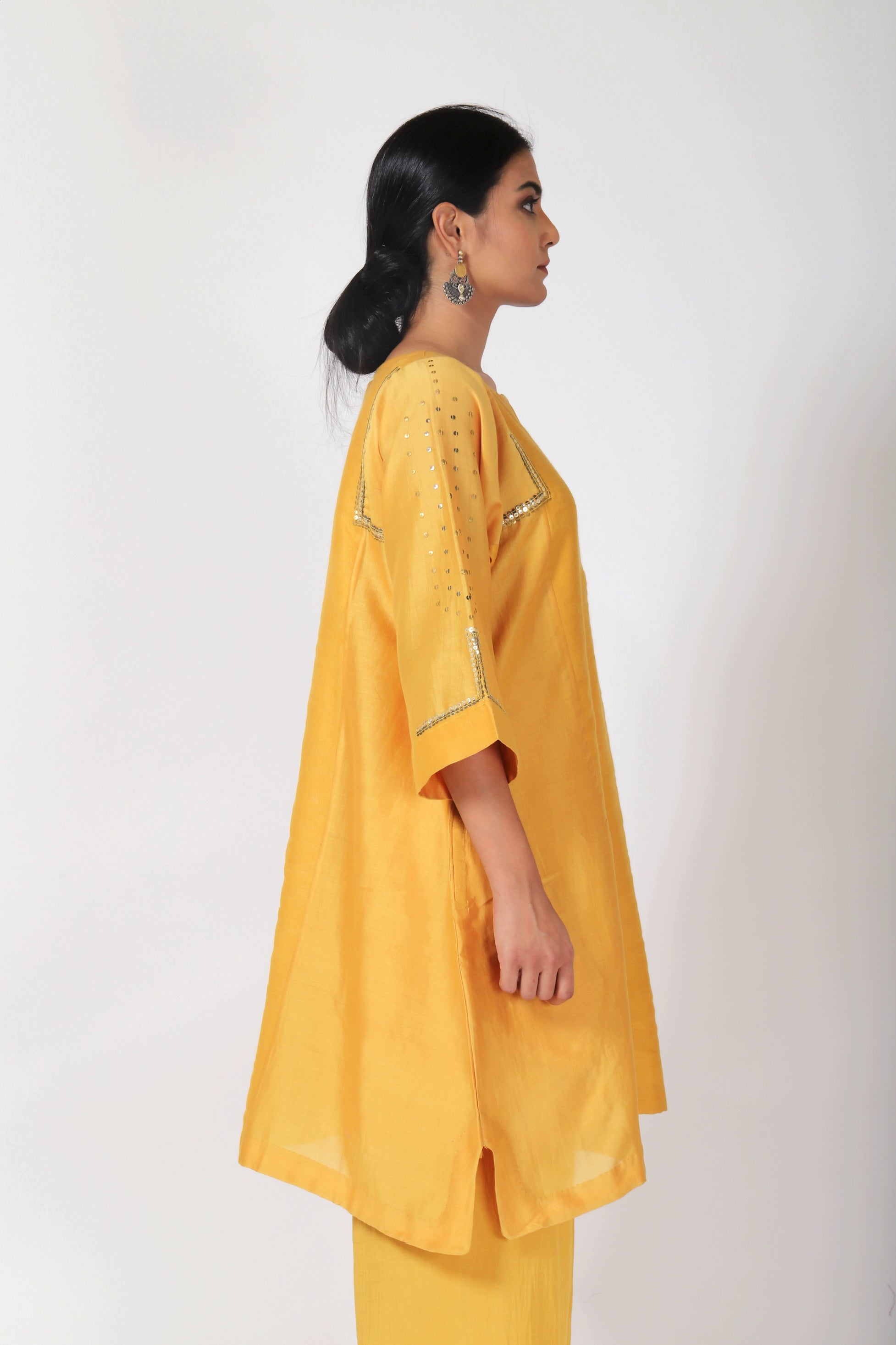 Blazing Yellow Tvaksati Panelled Tunic Set