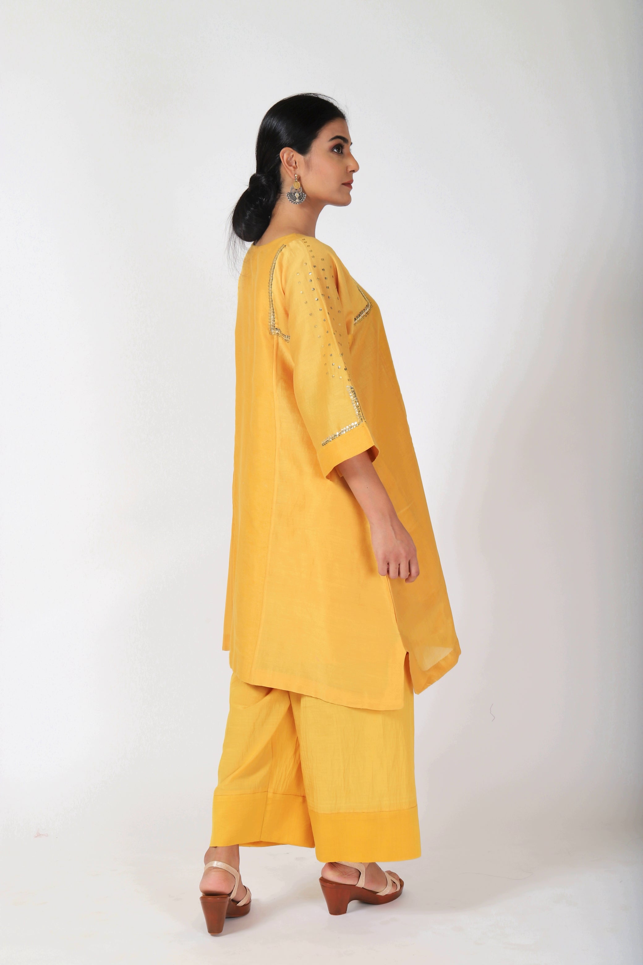 Blazing Yellow Tvaksati Panelled Tunic Set
