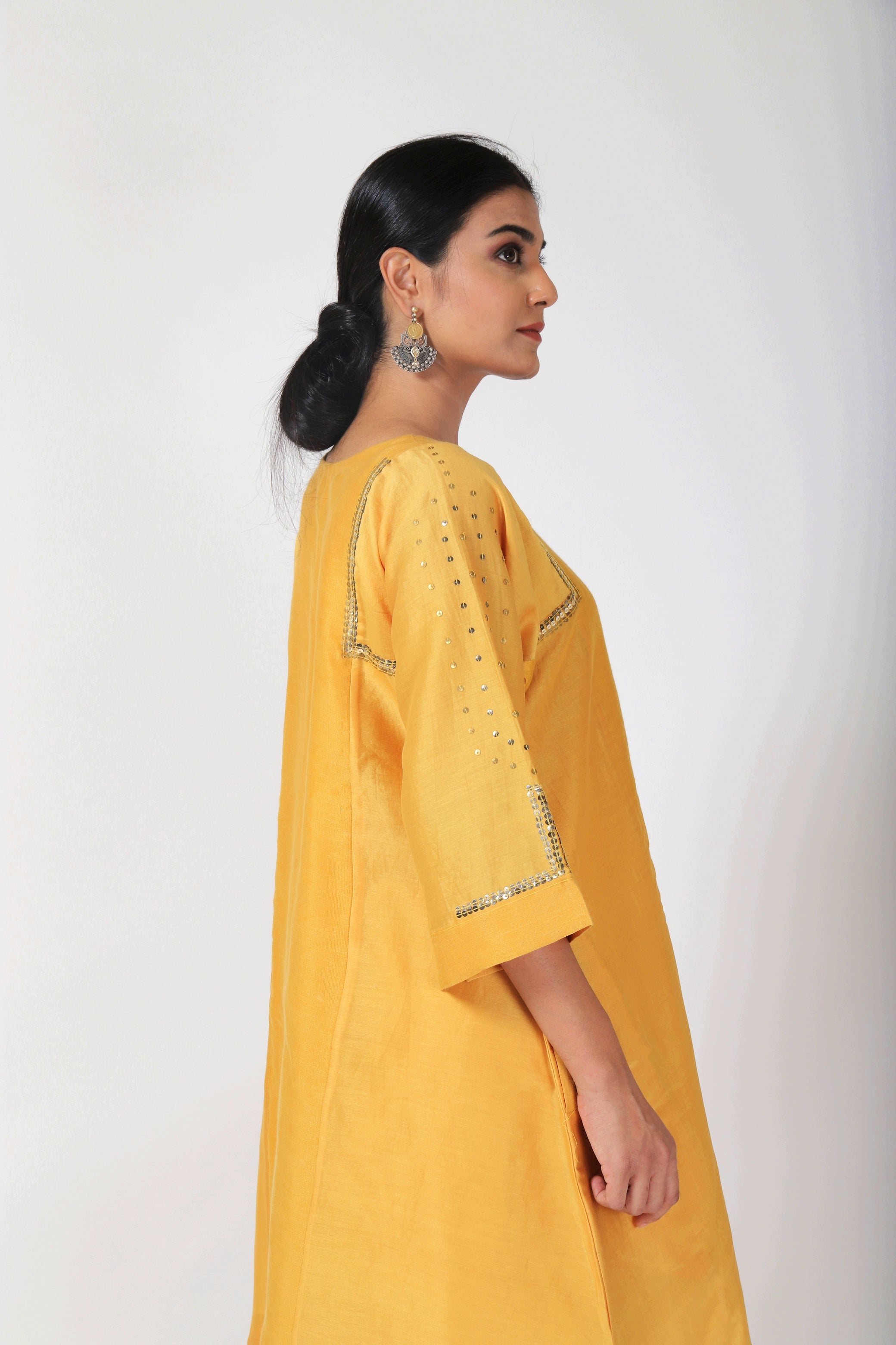 Blazing Yellow Tvaksati Panelled Tunic Set