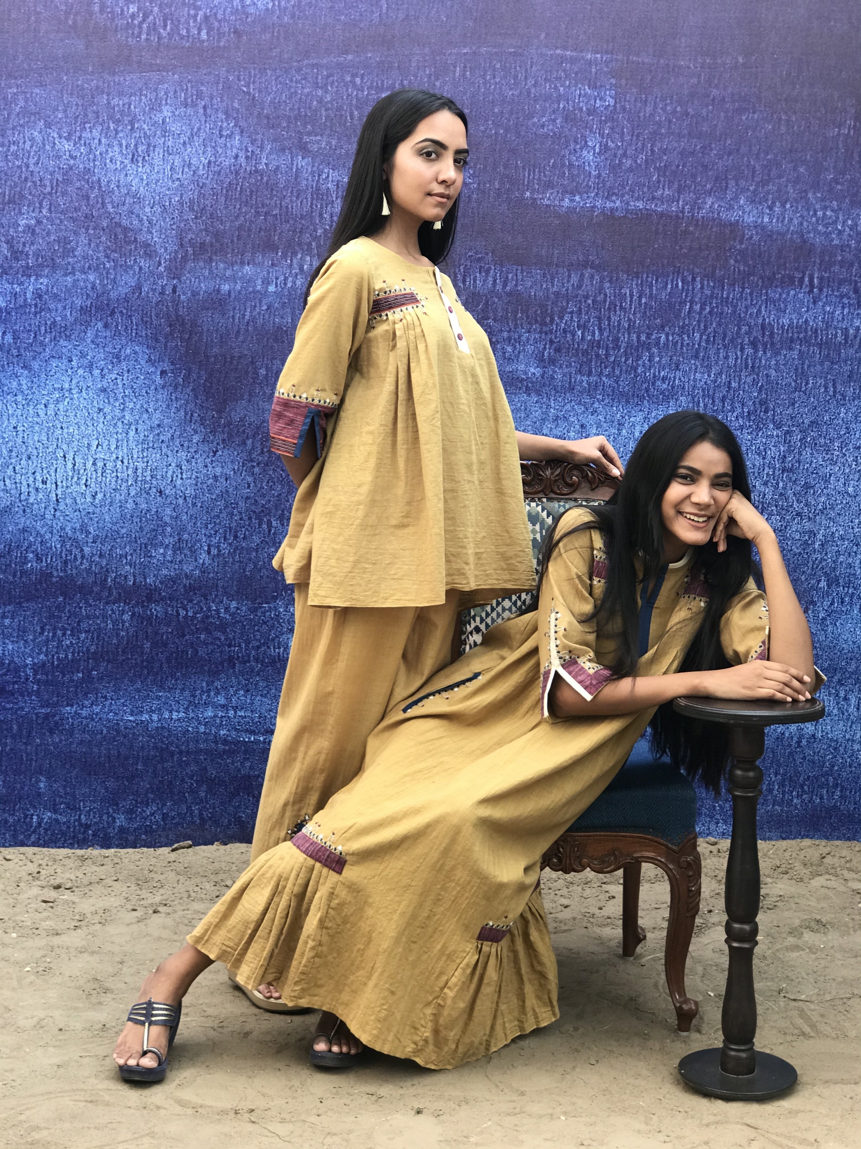 Hand Embroidered Short Top in Handwoven Cotton