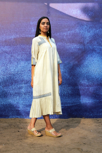 Casual Collection - Hand Embroidered Long Dress in Handwoven Cotton  