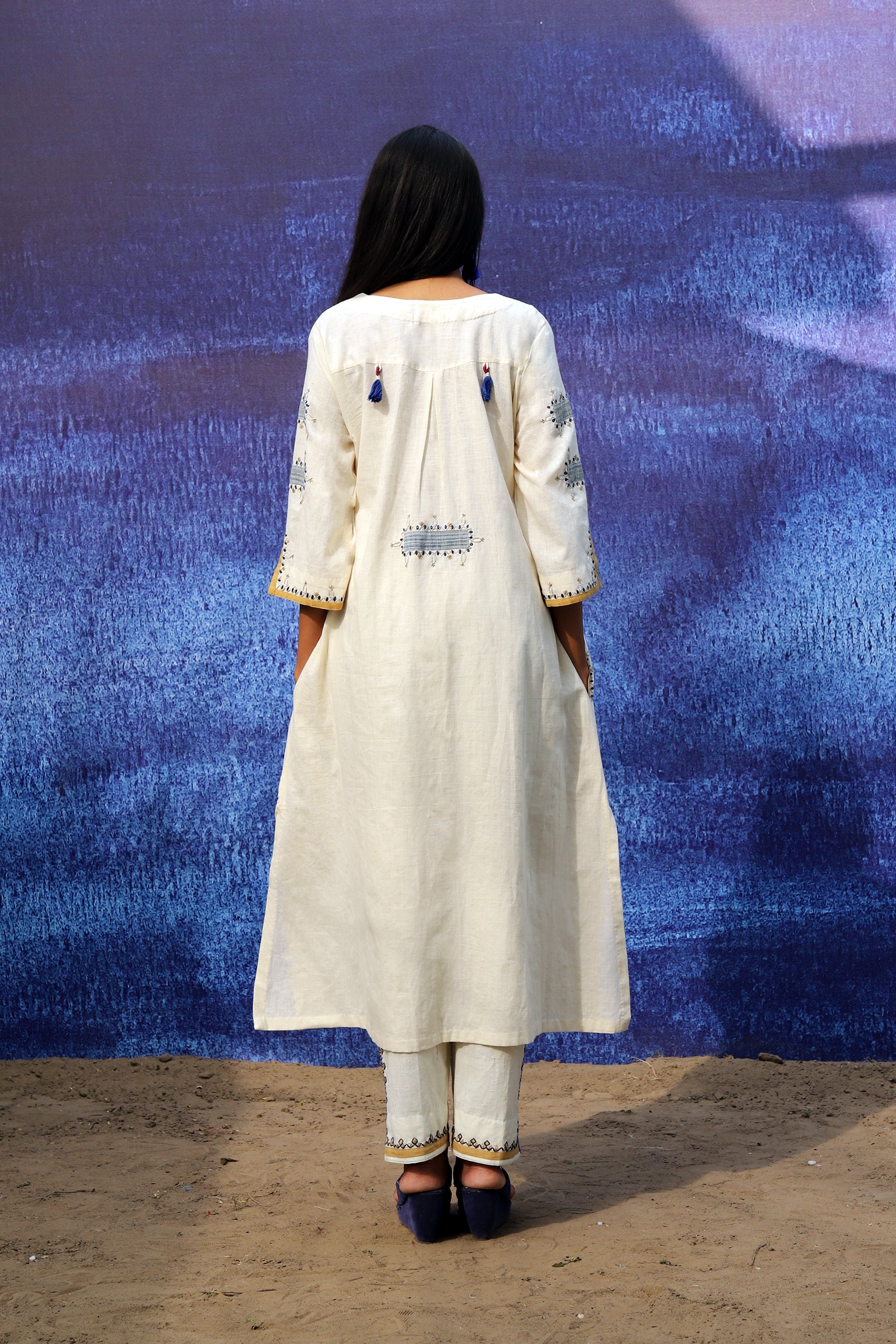 Long Kurta - Front Opening - Off White