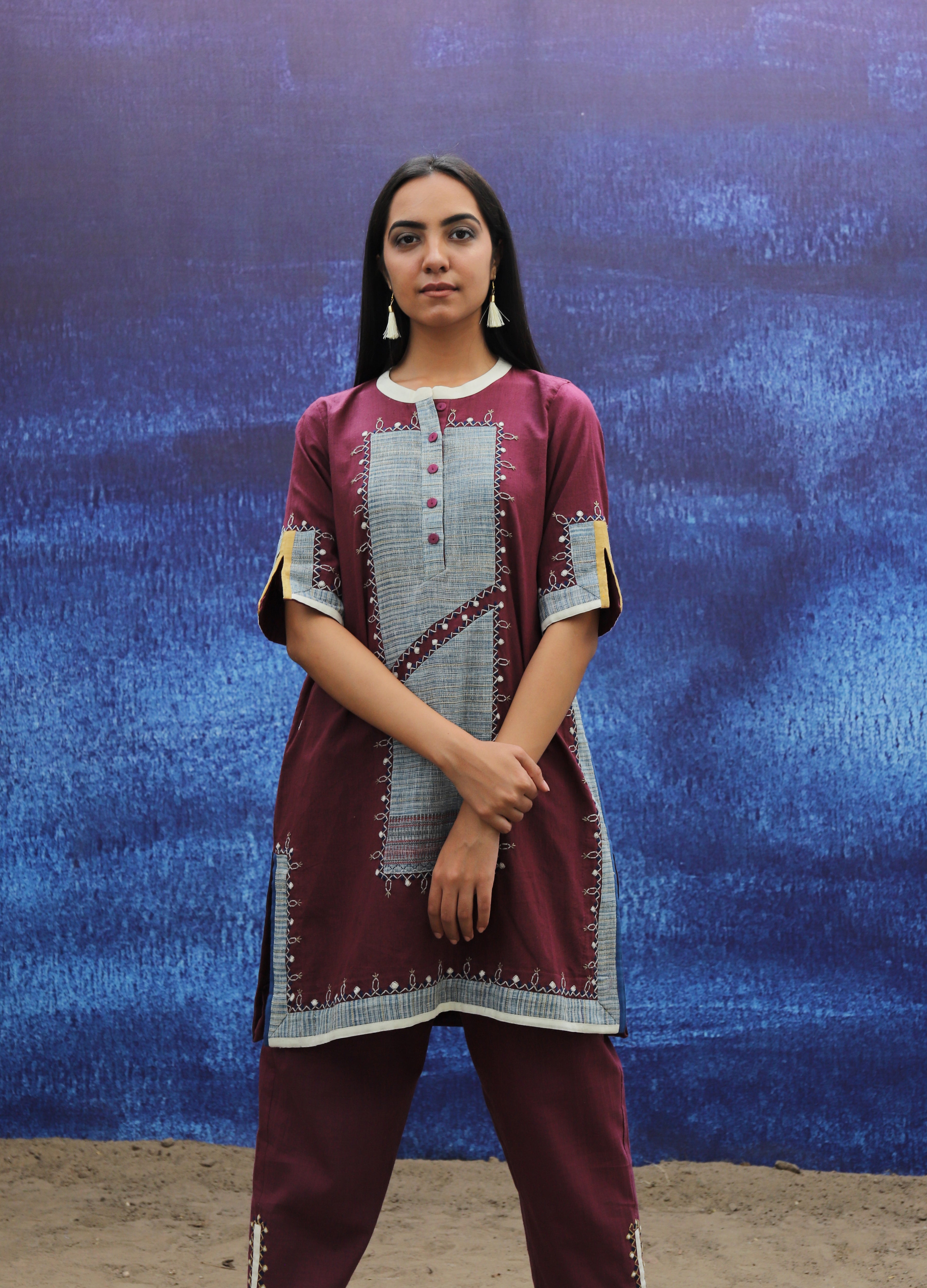 Tunic - Short Kurta - Wine