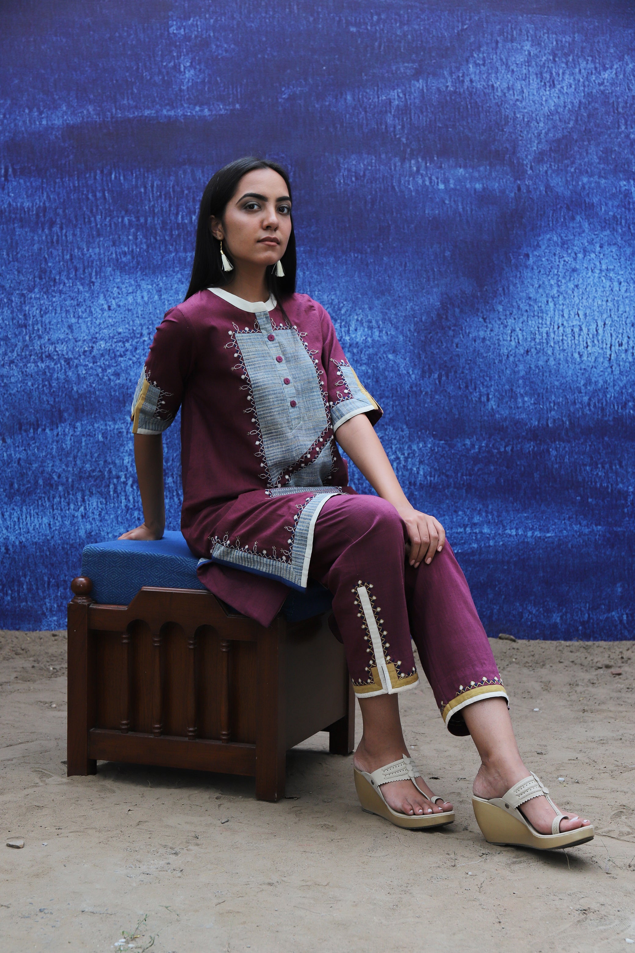 Tunic - Short Kurta - Wine