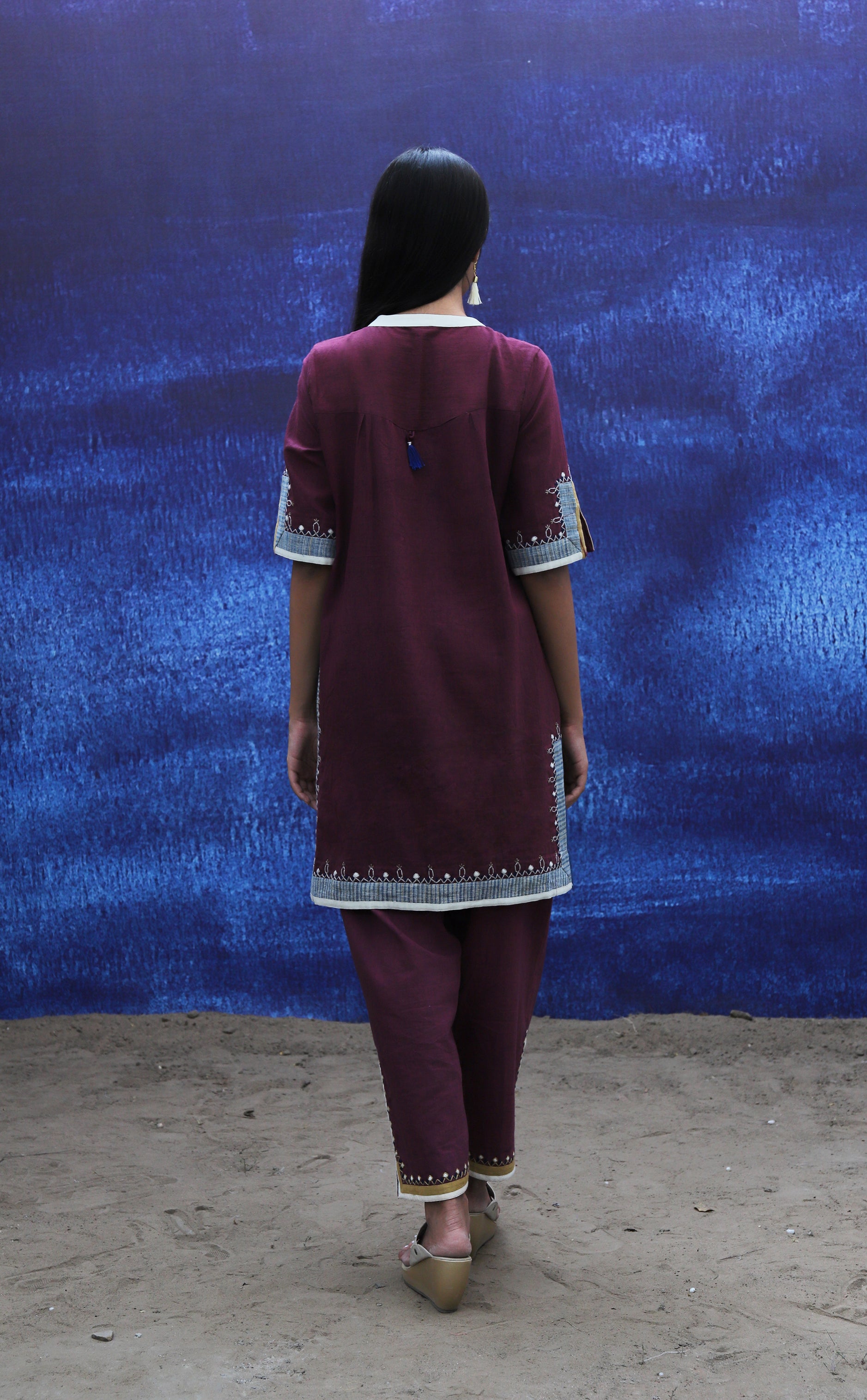 Tunic - Short Kurta - Wine