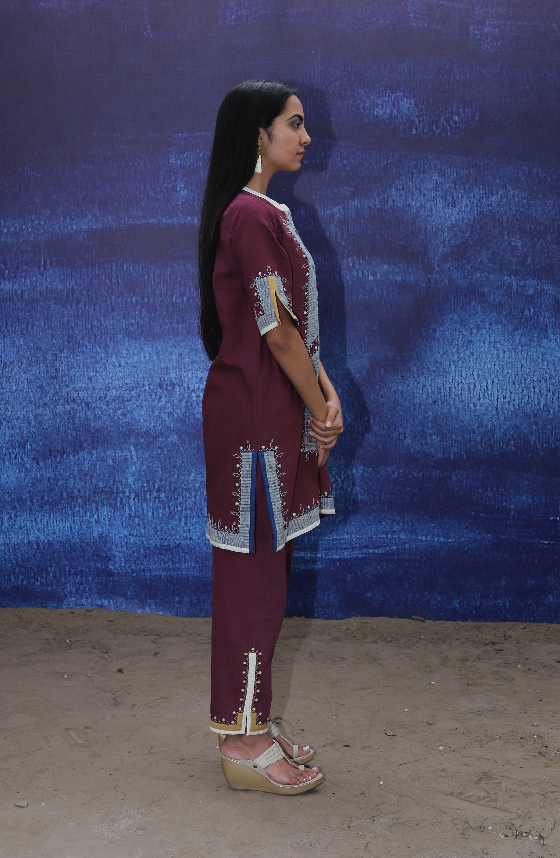 Tunic - Short Kurta - Wine