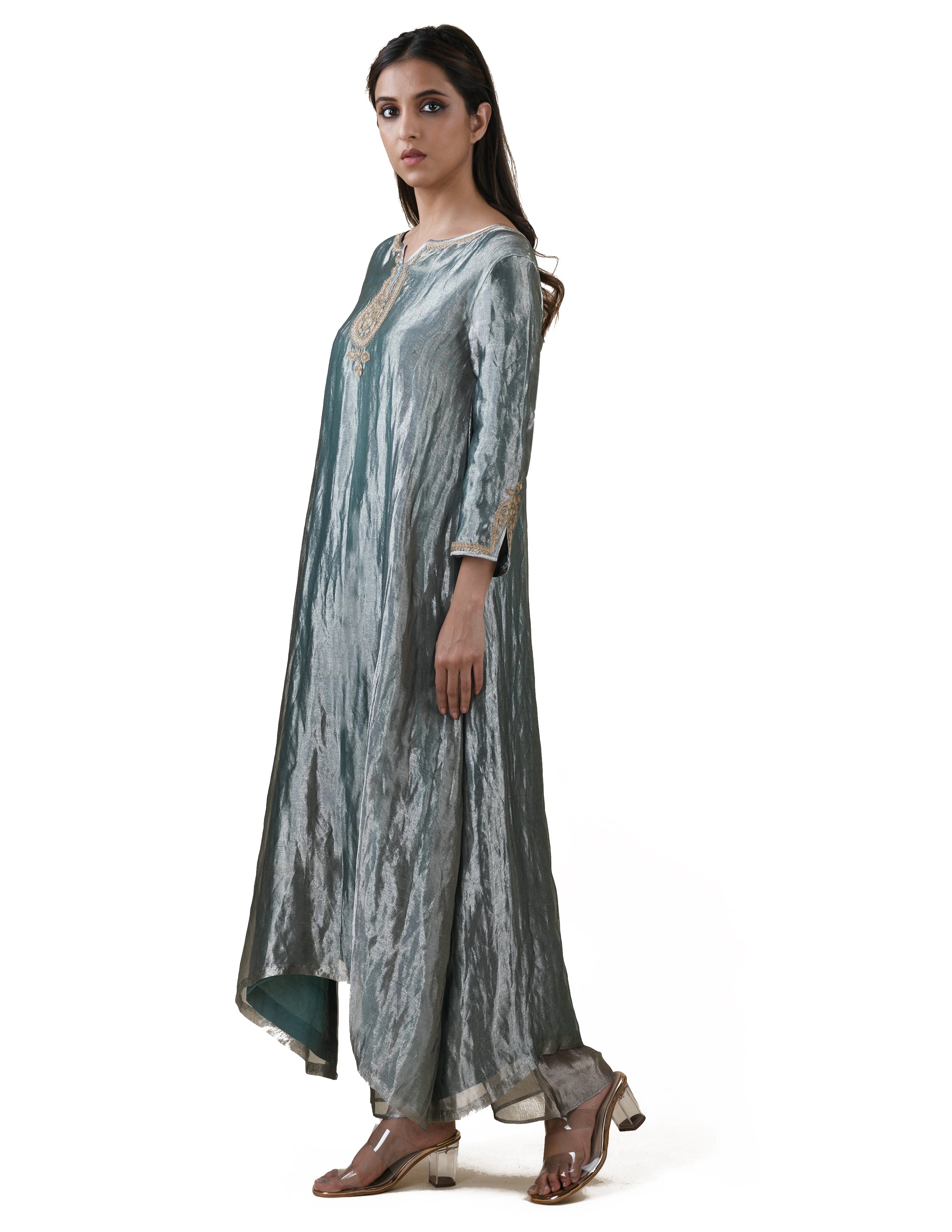 Blue Tissue  - A-line Kurta Set