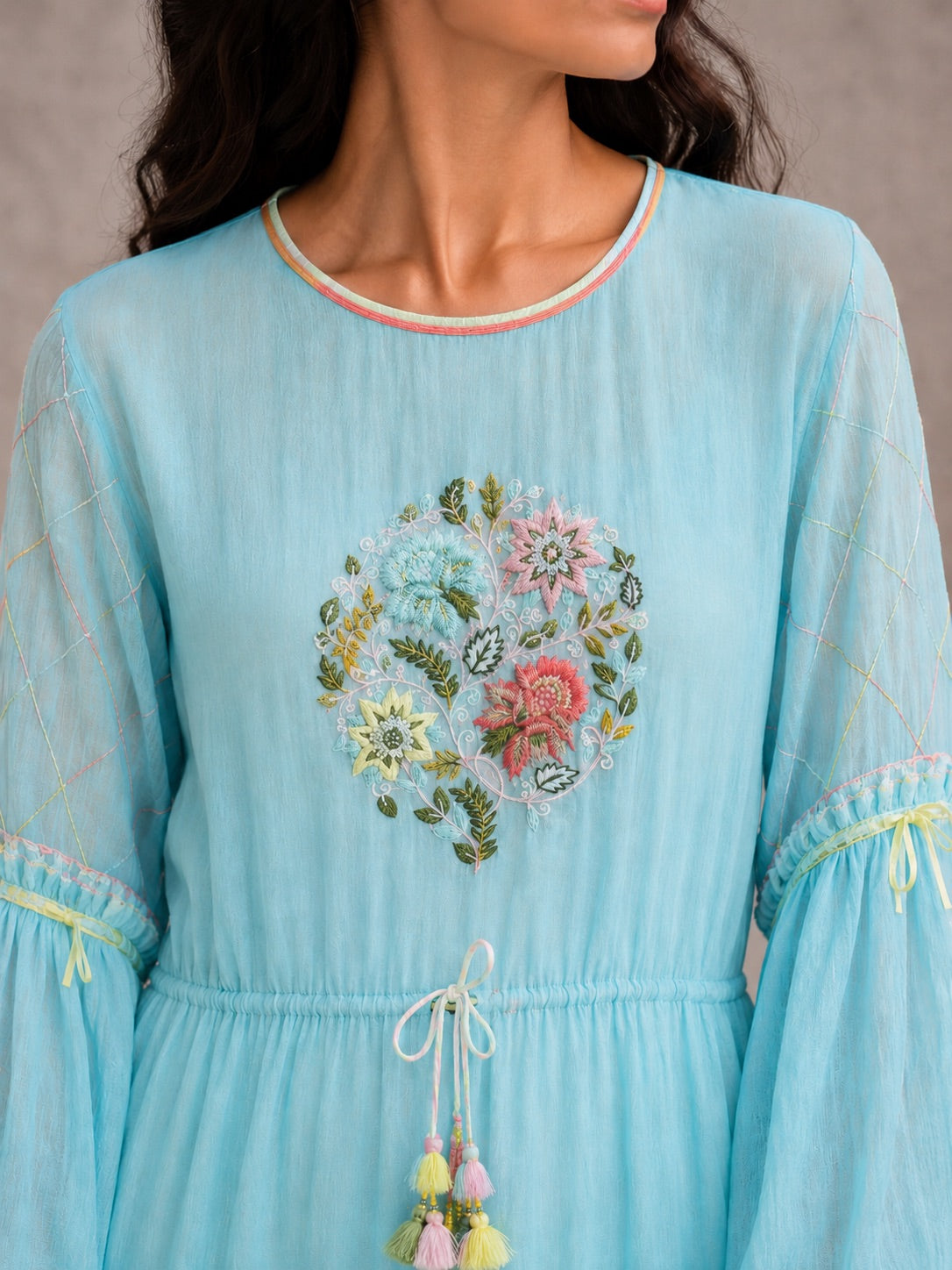 Sky Blue Drawstring Dress