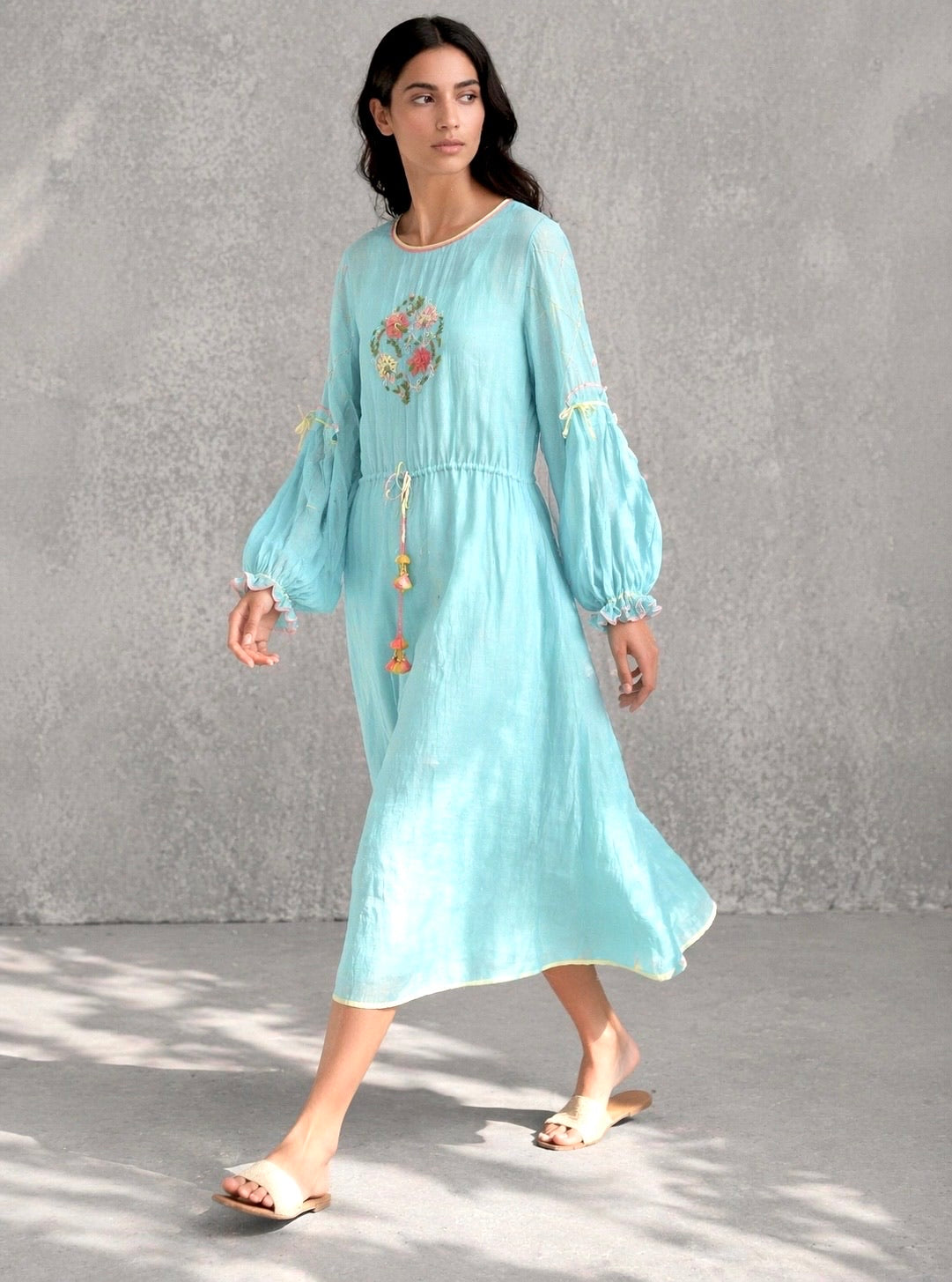Sky Blue Drawstring Dress
