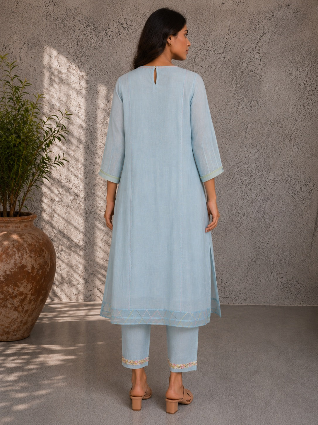 Ice Blue Kurta Set with Dupatta