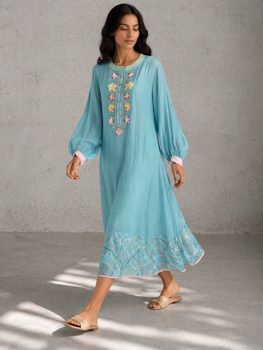 Sky Blue Panelled Dress