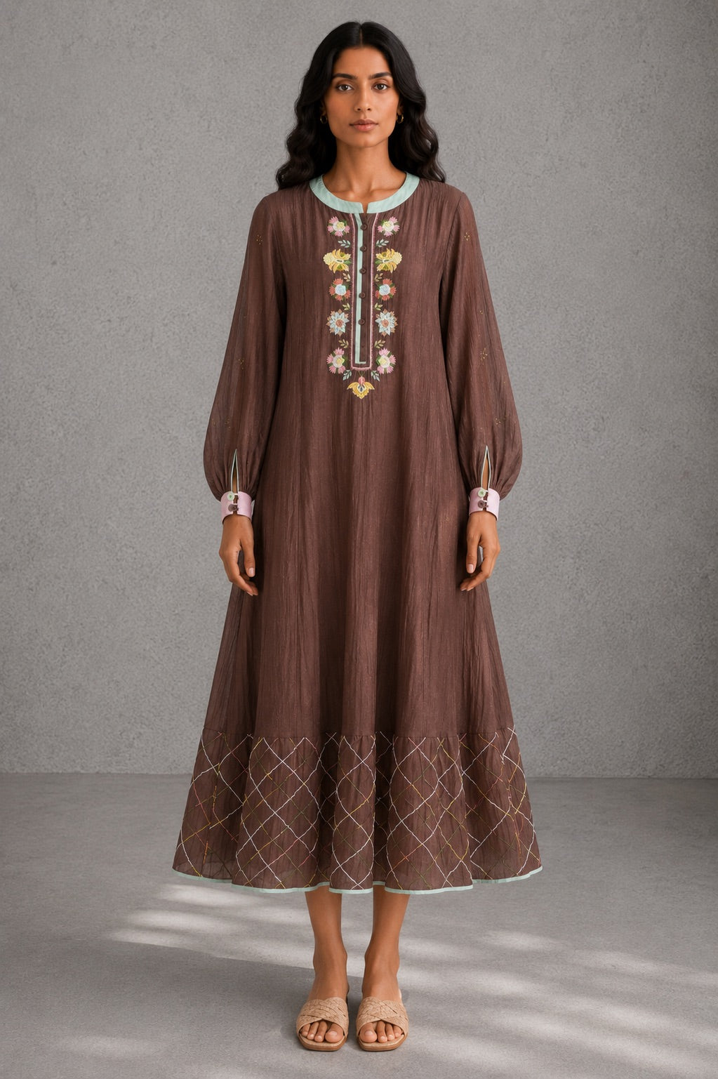 Mocha Brown Panelled Dress