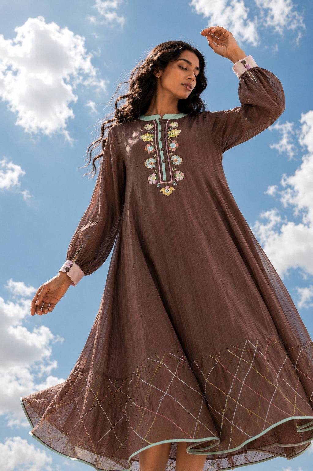 Mocha Brown Panelled Dress
