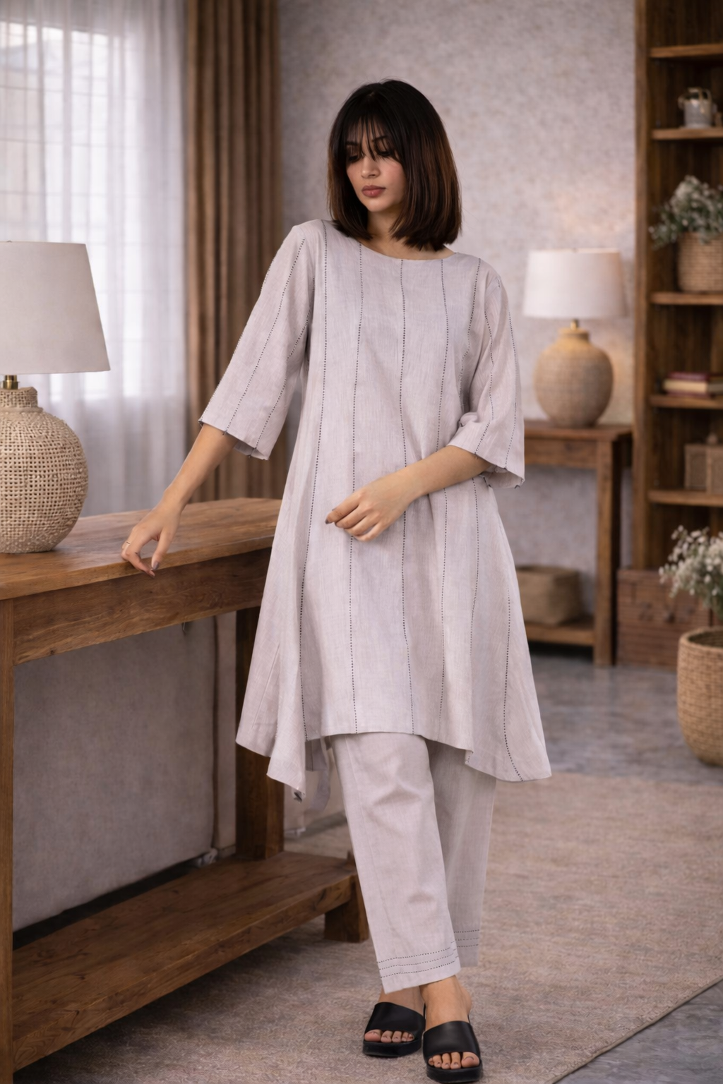 Chrome Grey Tunic/Dress & Pants Set