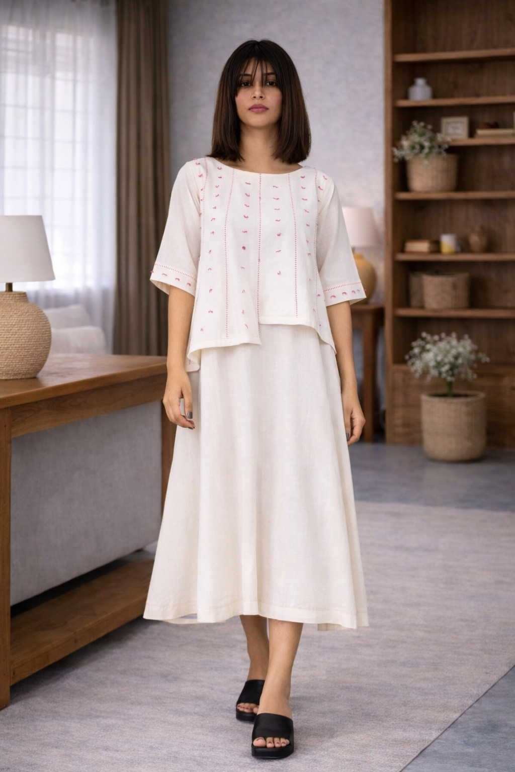 Cloud White Layered Dress