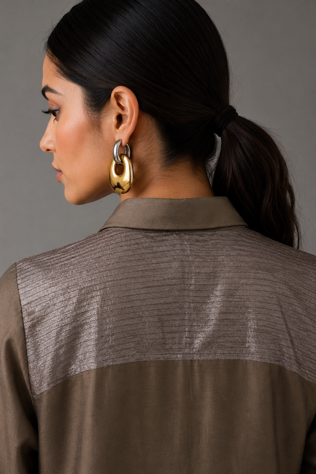 Collared Long Shirt / Shirt Dress & Pants - Ekru
